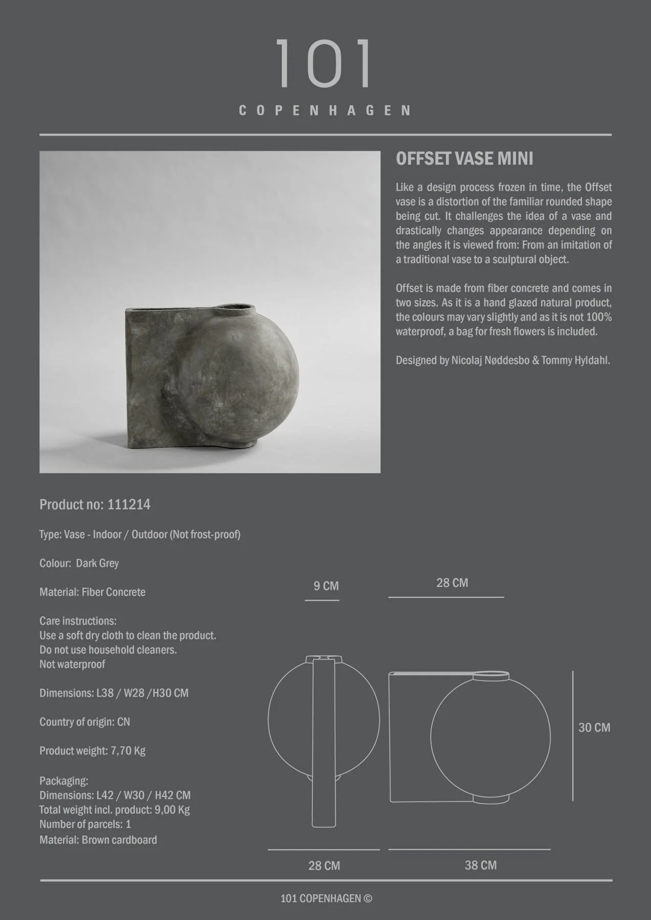 Offset Vase, Mini - Dark Grey - Image 6