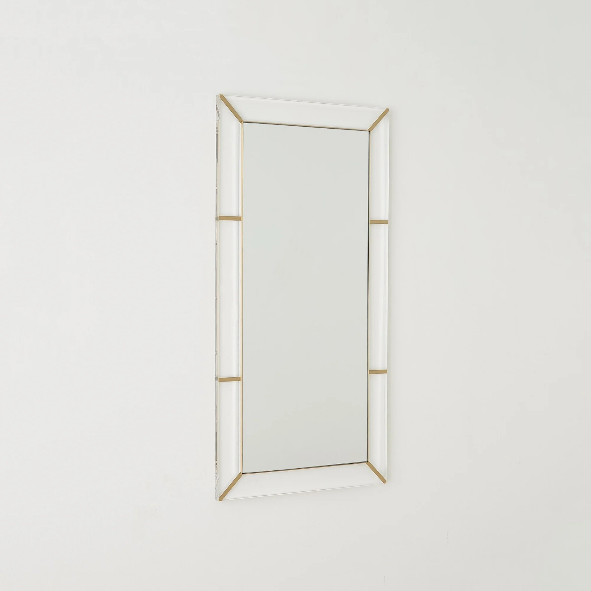 Acrylic Rectangle Mirror - Brushed Brass/Stainless - Image 2