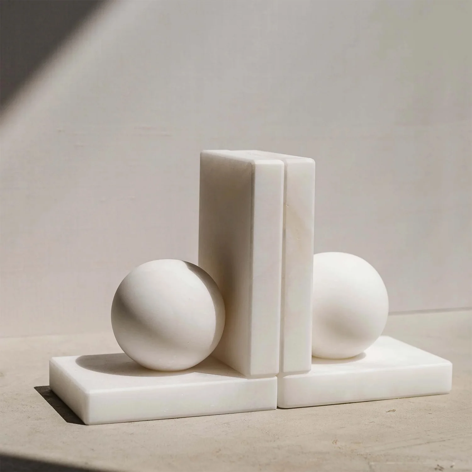 Alabaster Ball Bookends-Pair - Image 2
