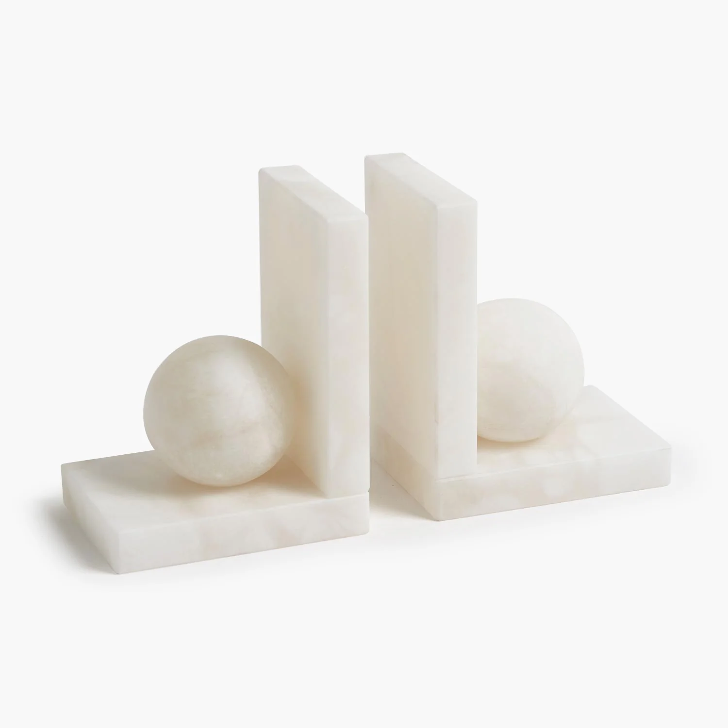 Alabaster Ball Bookends-Pair - Image 3