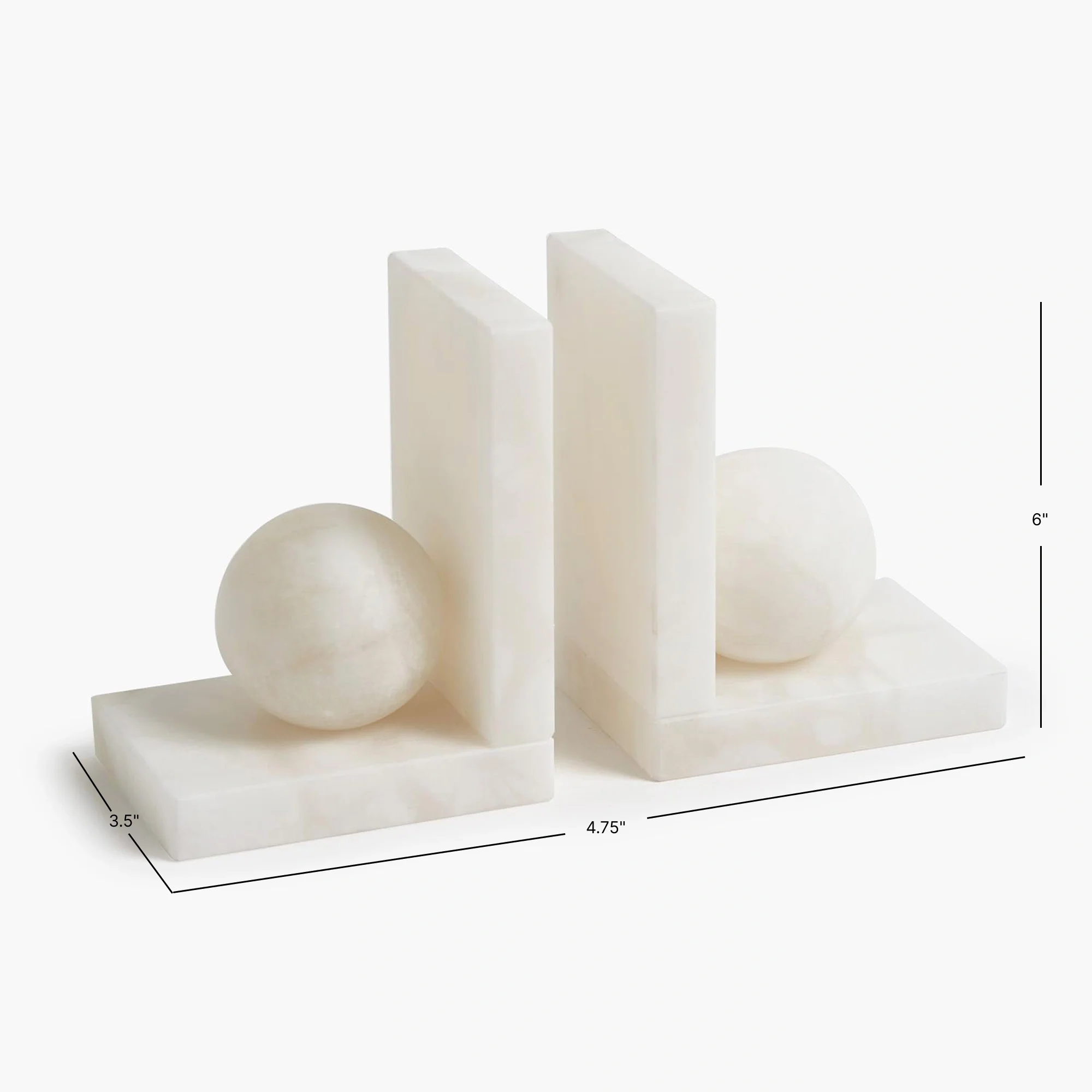 Alabaster Ball Bookends-Pair - Image 5