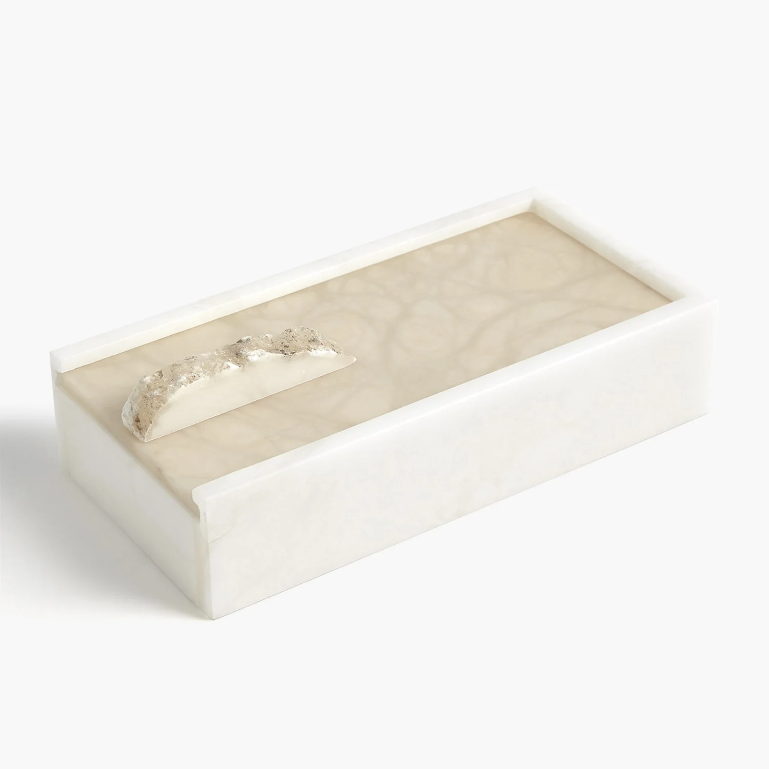Alabaster Rectangle Box w/Rock Finial - Image 2