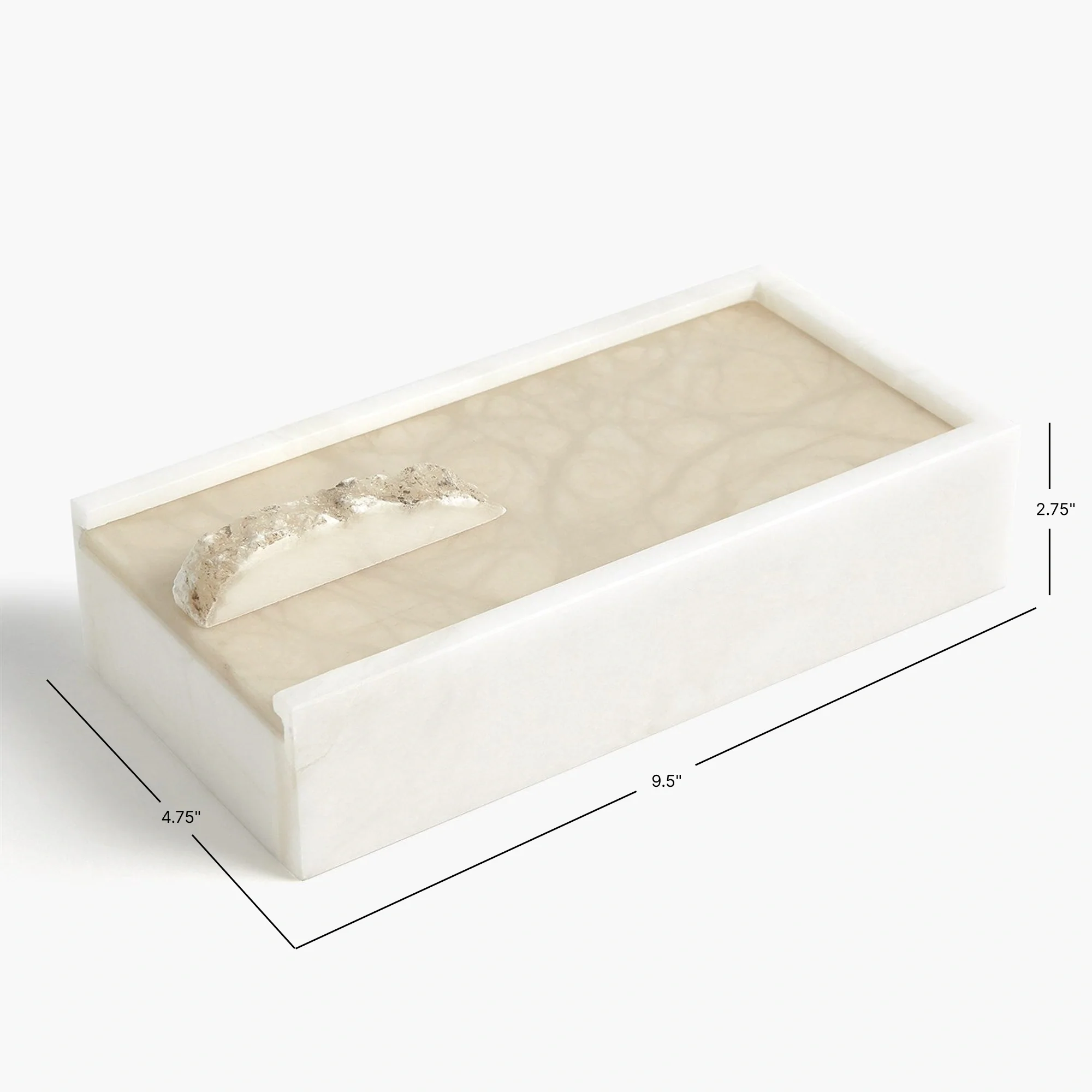 Alabaster Rectangle Box w/Rock Finial - Image 5