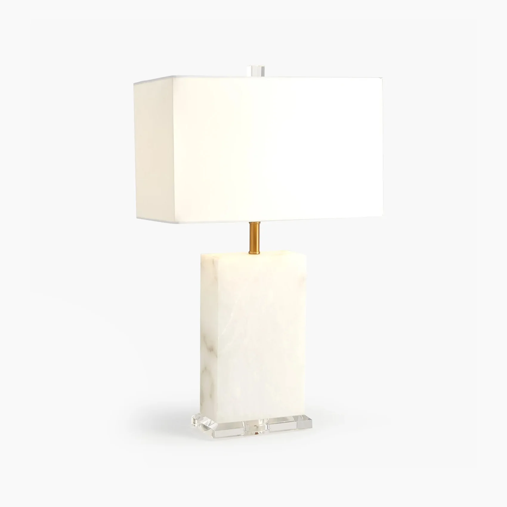 Alabaster Rectangular Table Lamp-Brass - Image 3