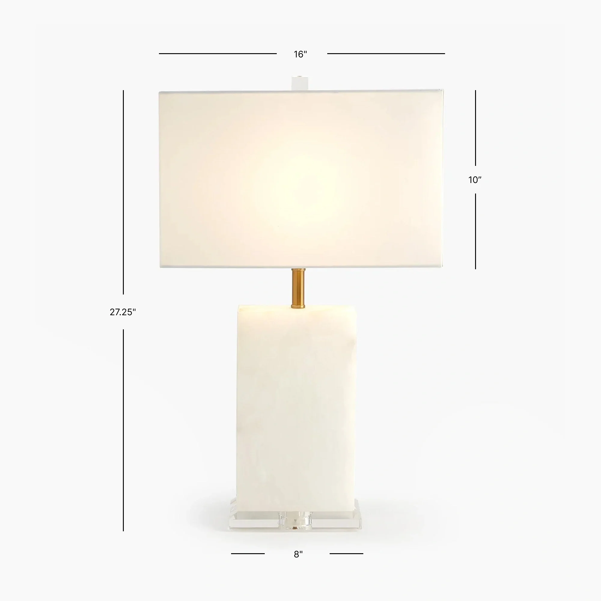 Alabaster Rectangular Table Lamp-Brass - Image 4
