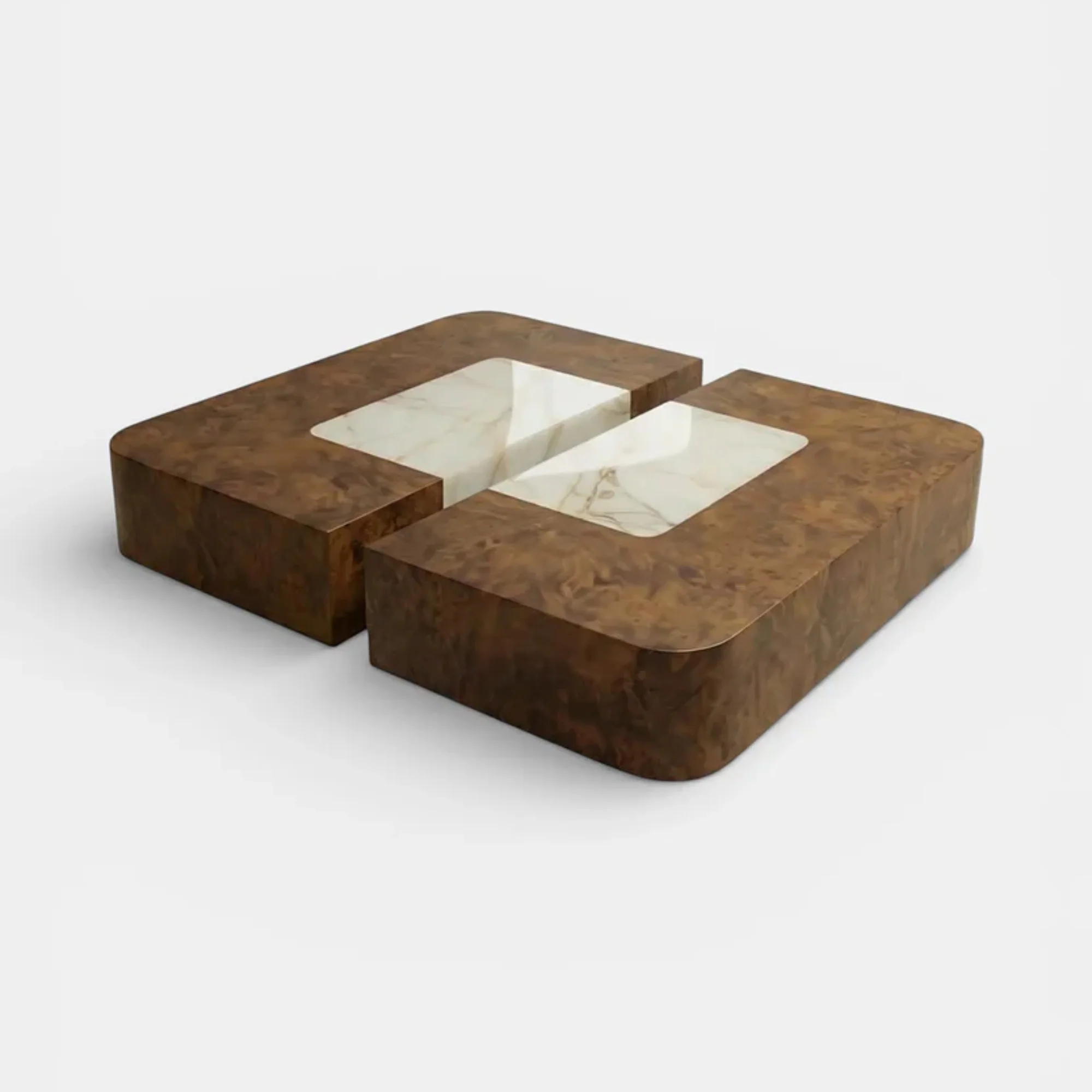 Baci Burl Wood and Shell Onyx Coffee Table - Image 4