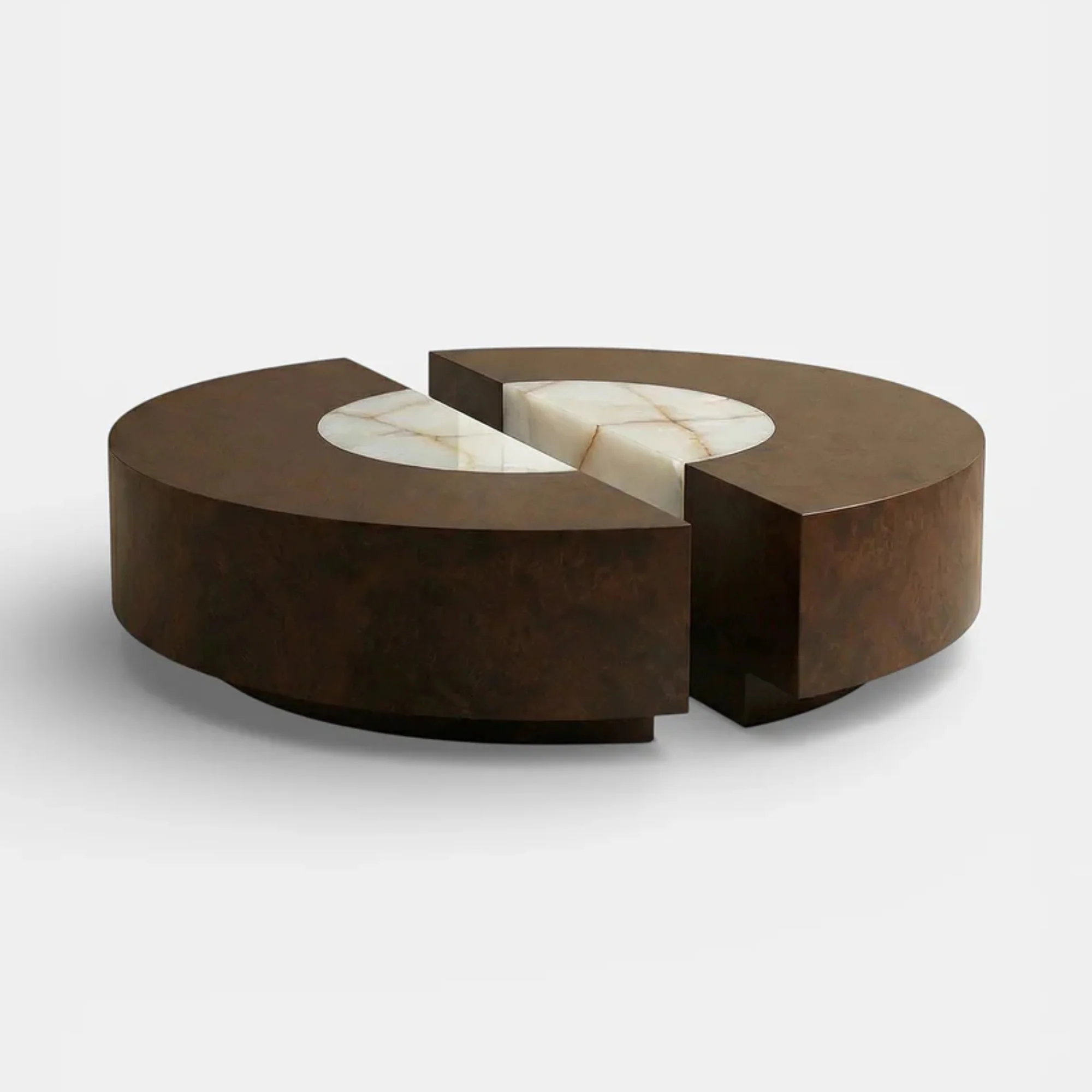 Baci Round Wood and Shell Onyx Coffee Table - Image 6