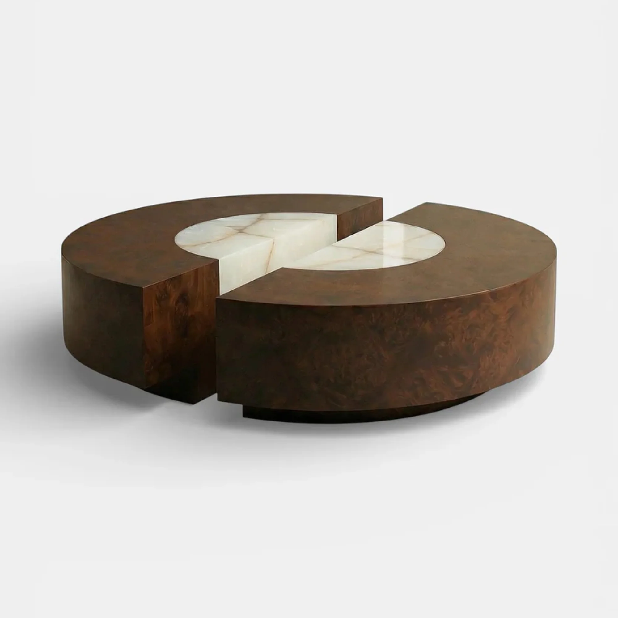 Baci Round Wood and Shell Onyx Coffee Table - Image 7