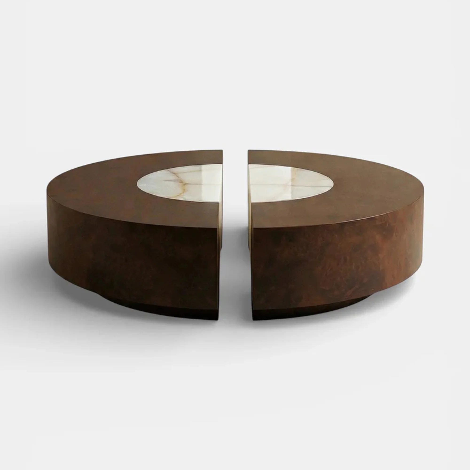 Baci Round Wood and Shell Onyx Coffee Table - Image 8