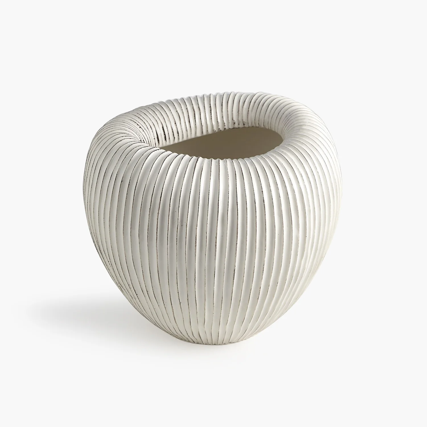 Baleen Vase-Ivory w/Brown Edges - Image 3