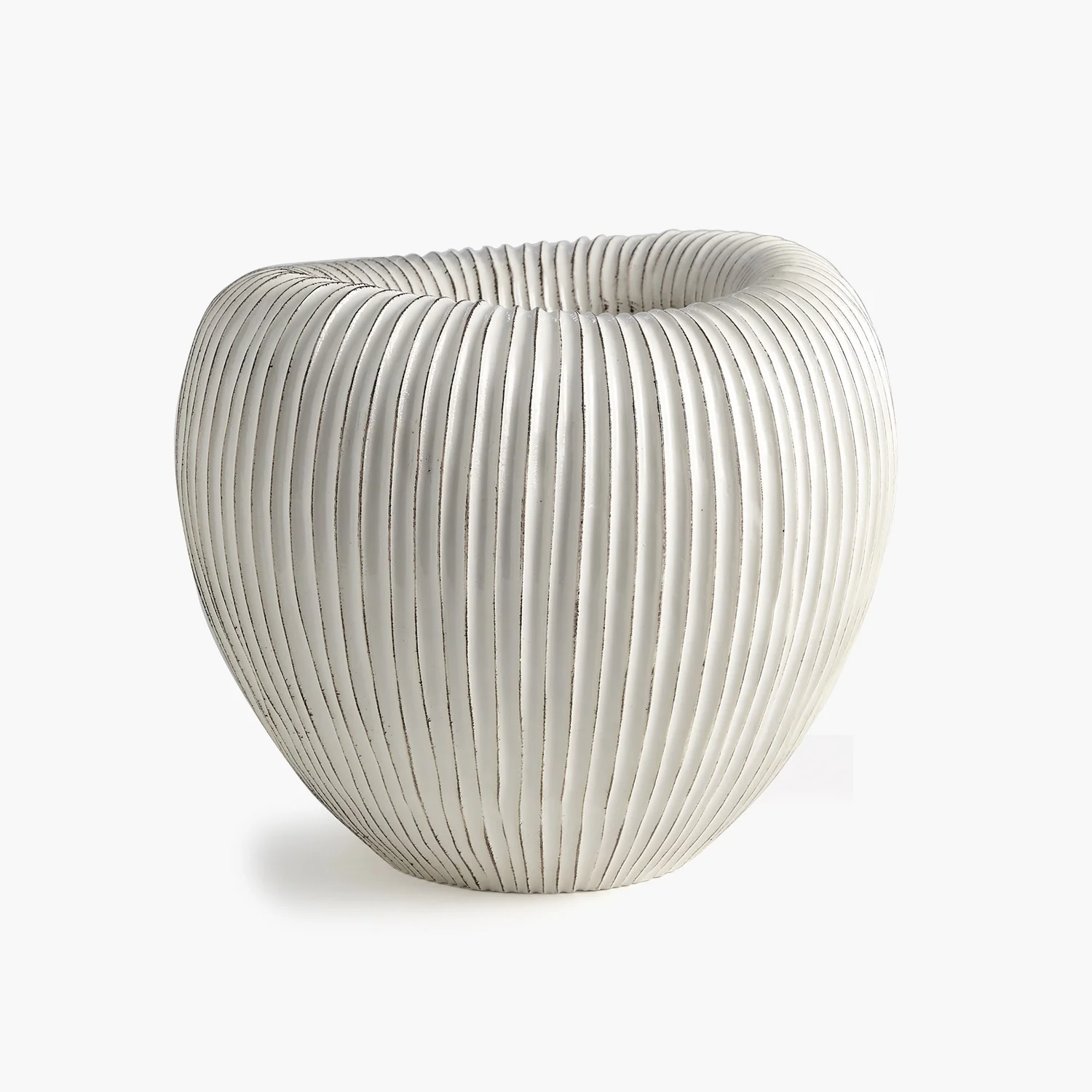 Baleen Vase-Ivory w/Brown Edges - Image 5