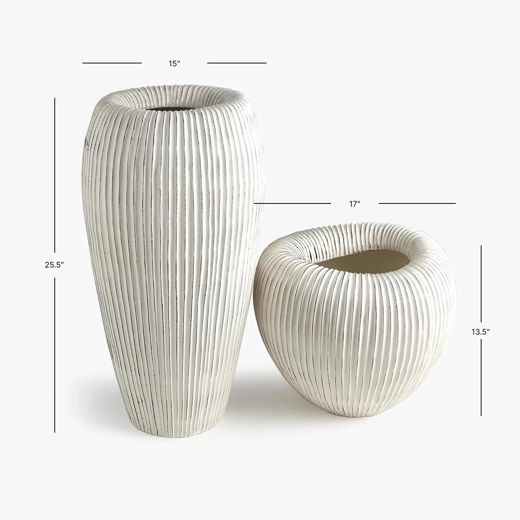 Baleen Vase-Ivory w/Brown Edges - Image 7