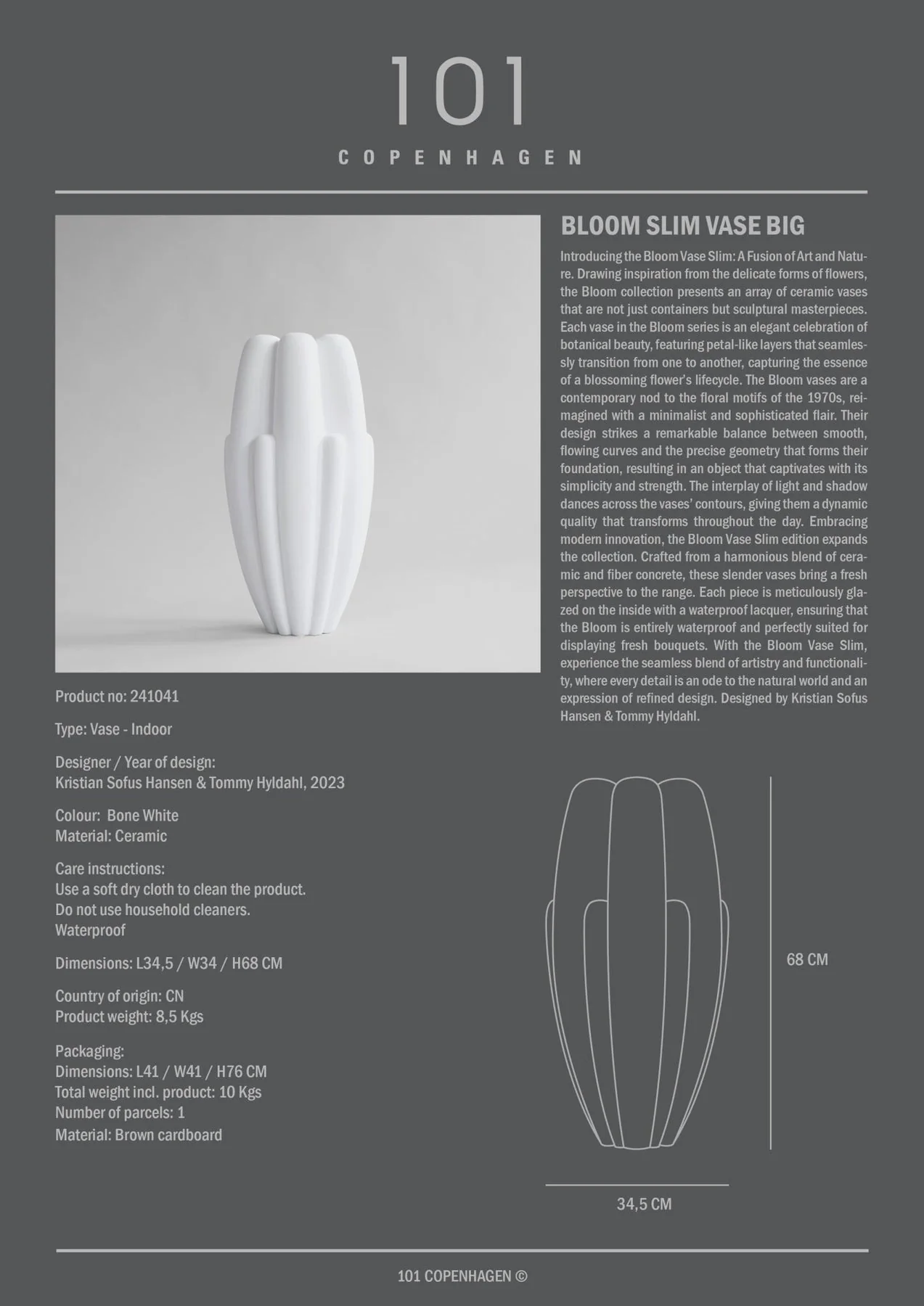 Bloom Slim Vase, Big - Bone White - Image 10