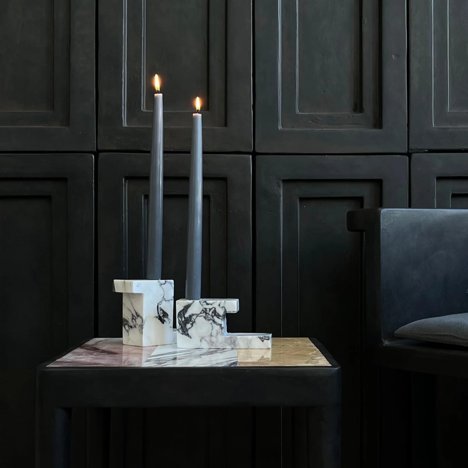 Brick Candle Holder, Tall - Calacatta - Image 3