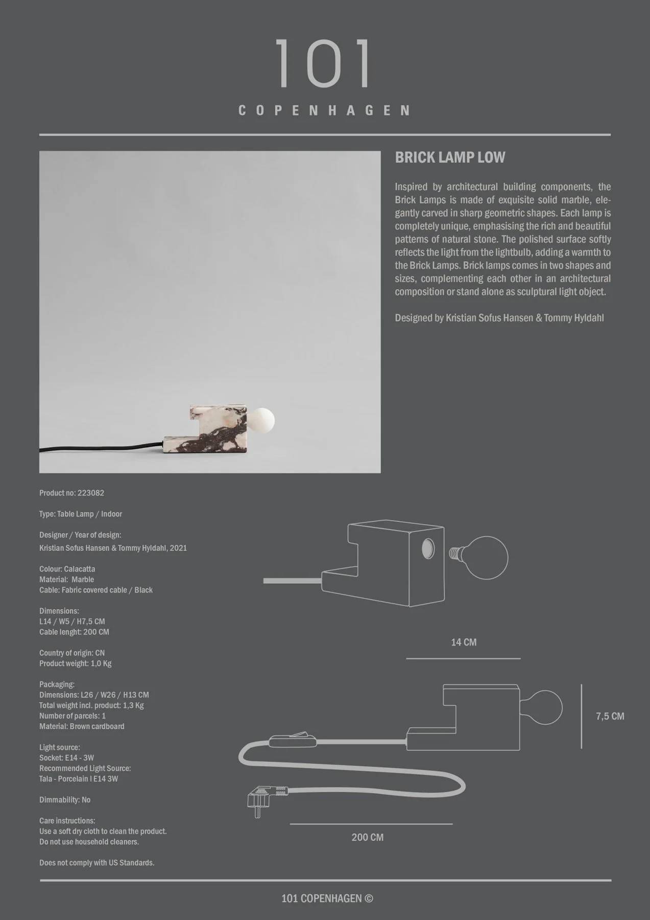 Brick Lamp, Low - Calacatta - Image 9