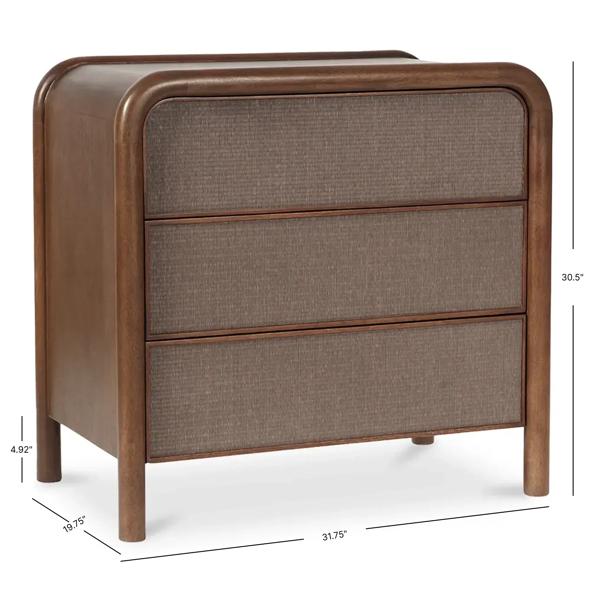 Carla 3 Drawer Nightstand - Warm Brown - Image 7