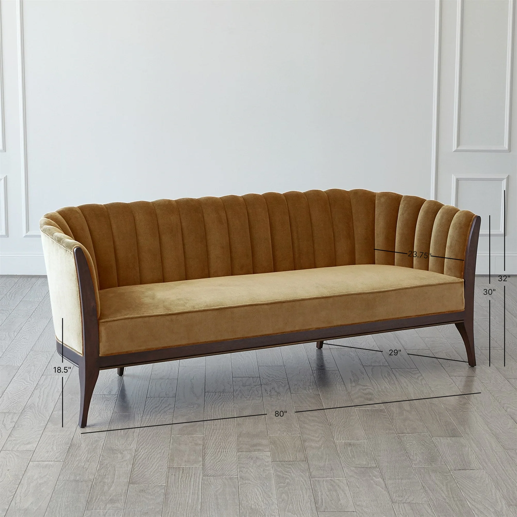 Channel Back Sofa - Toast Velvet - Image 9