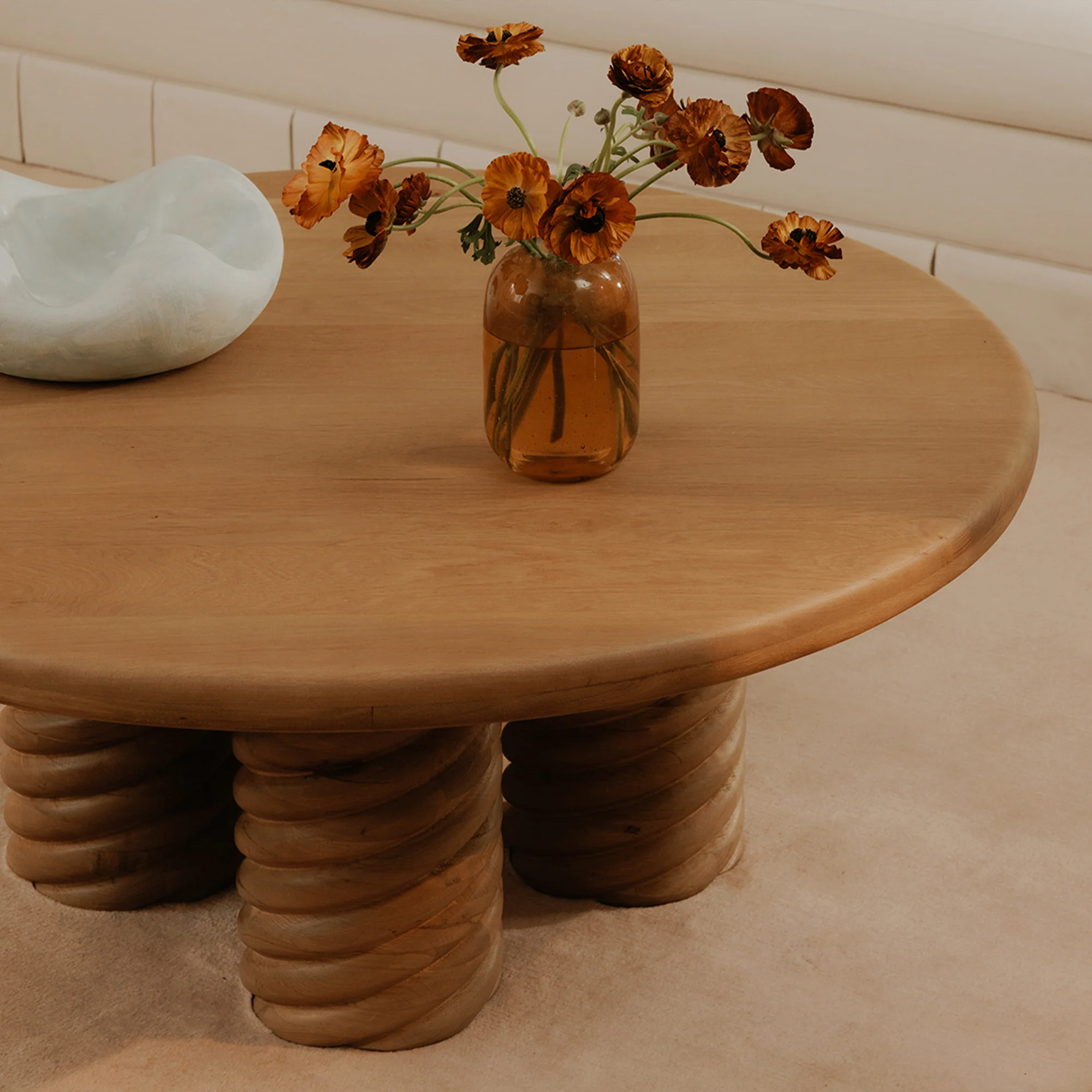 Charlotte Oak Round Coffee Table - Image 5