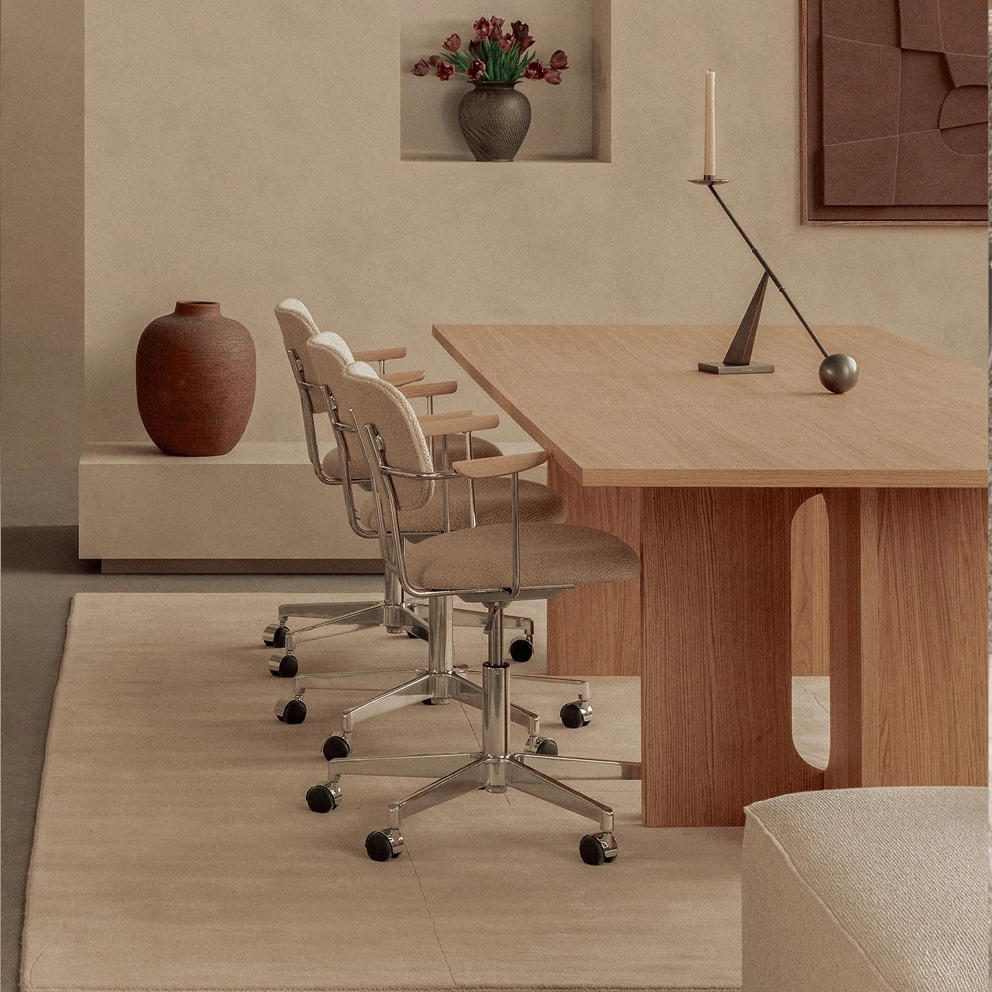 Co Task Chair - Fully Upholstered W/ Arm - Beige - Image 4