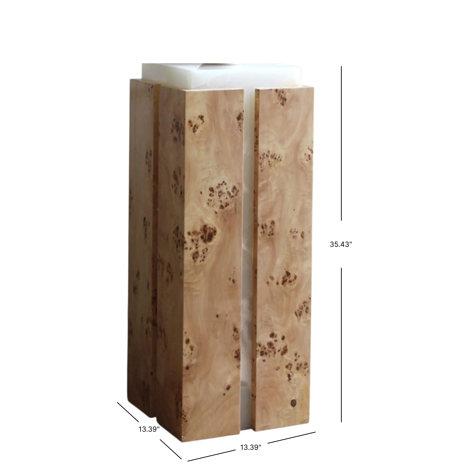 Como White Onyx and Burl Wood Plinth - Image 3