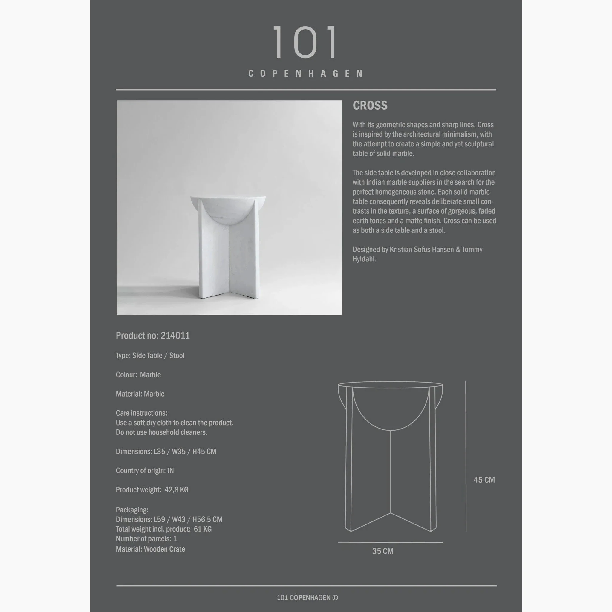 Cross Marble Side Table - Image 7