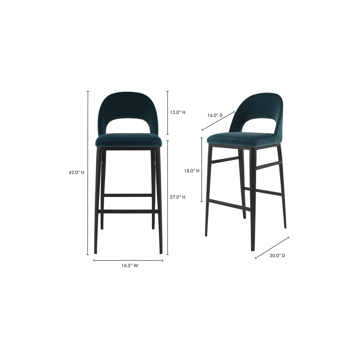 Frank Barstool Teal Velvet - Image 6