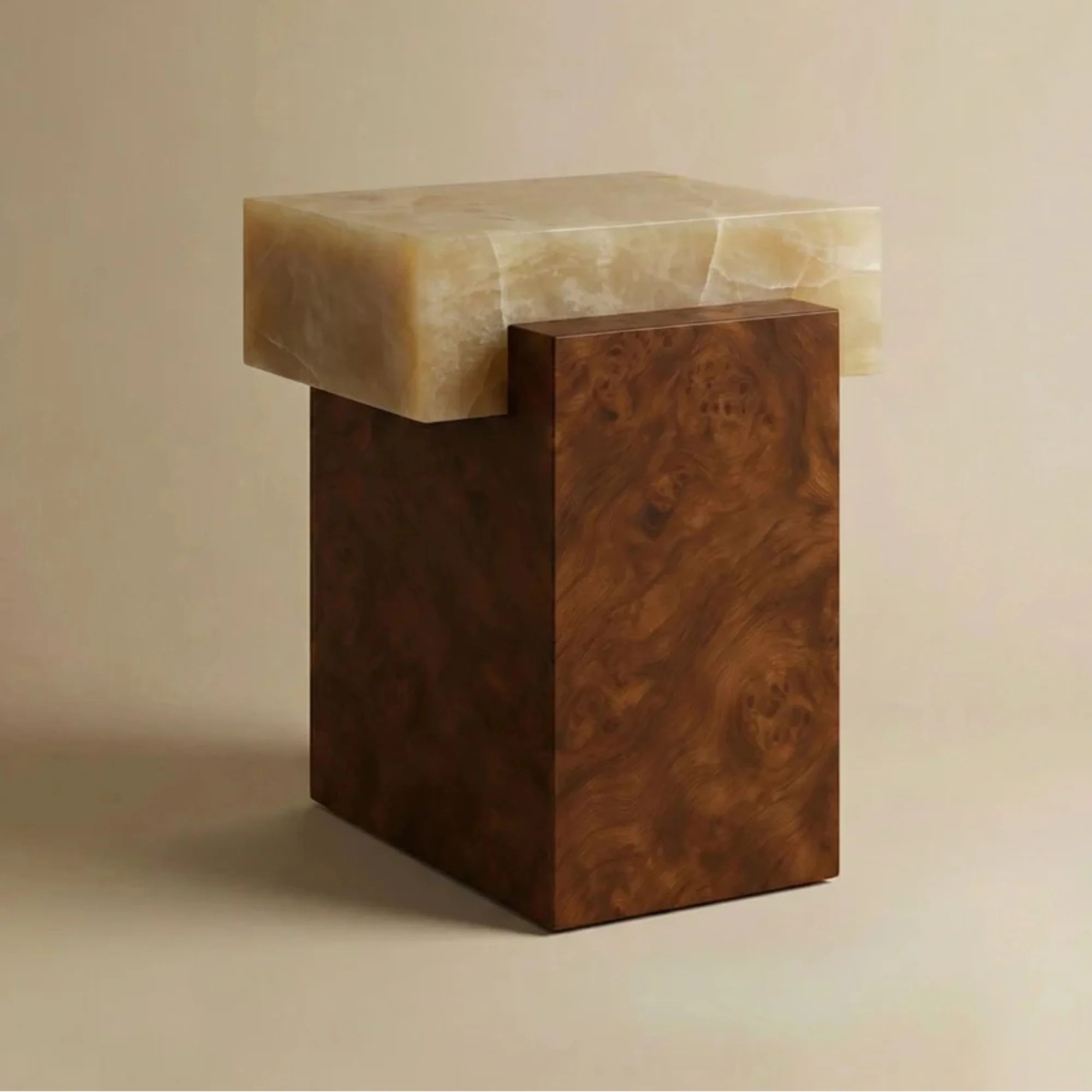 Gaia Burl Wood and Honey Onyx Table - Image 2