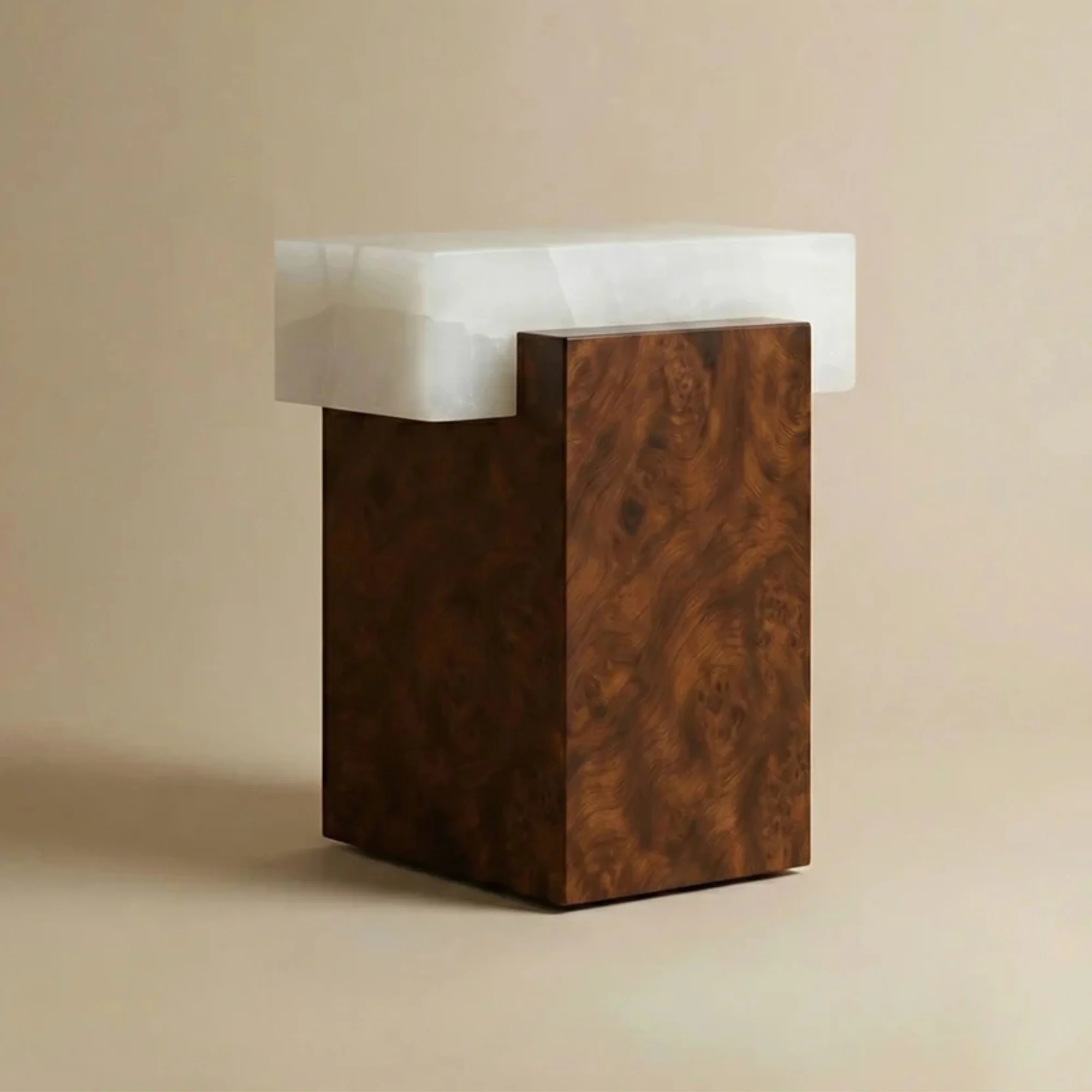 Gaia Burl Wood and White Onyx Table - Image 2