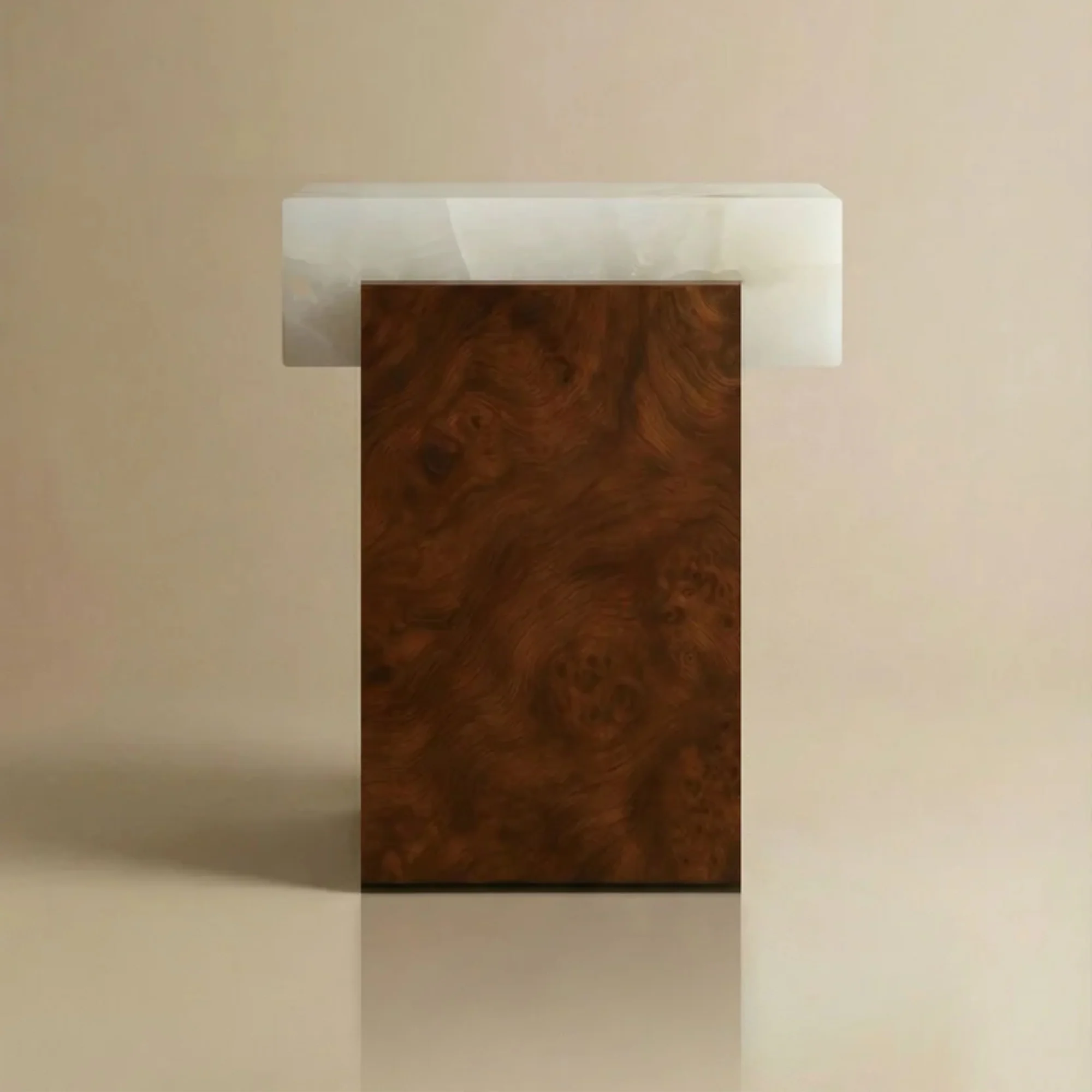 Gaia Burl Wood and White Onyx Table - Image 3
