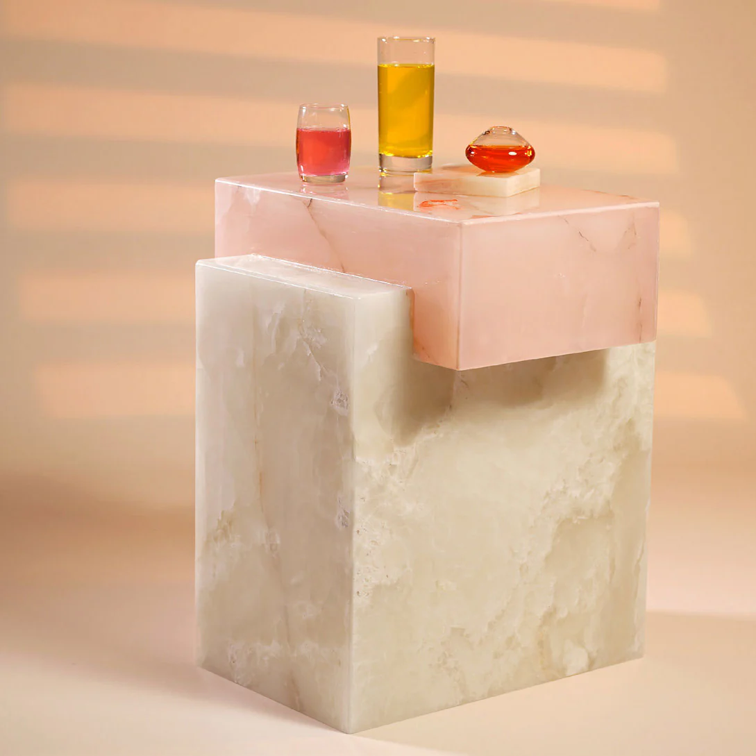 Gaia White And Pink Onyx Table - Image 2