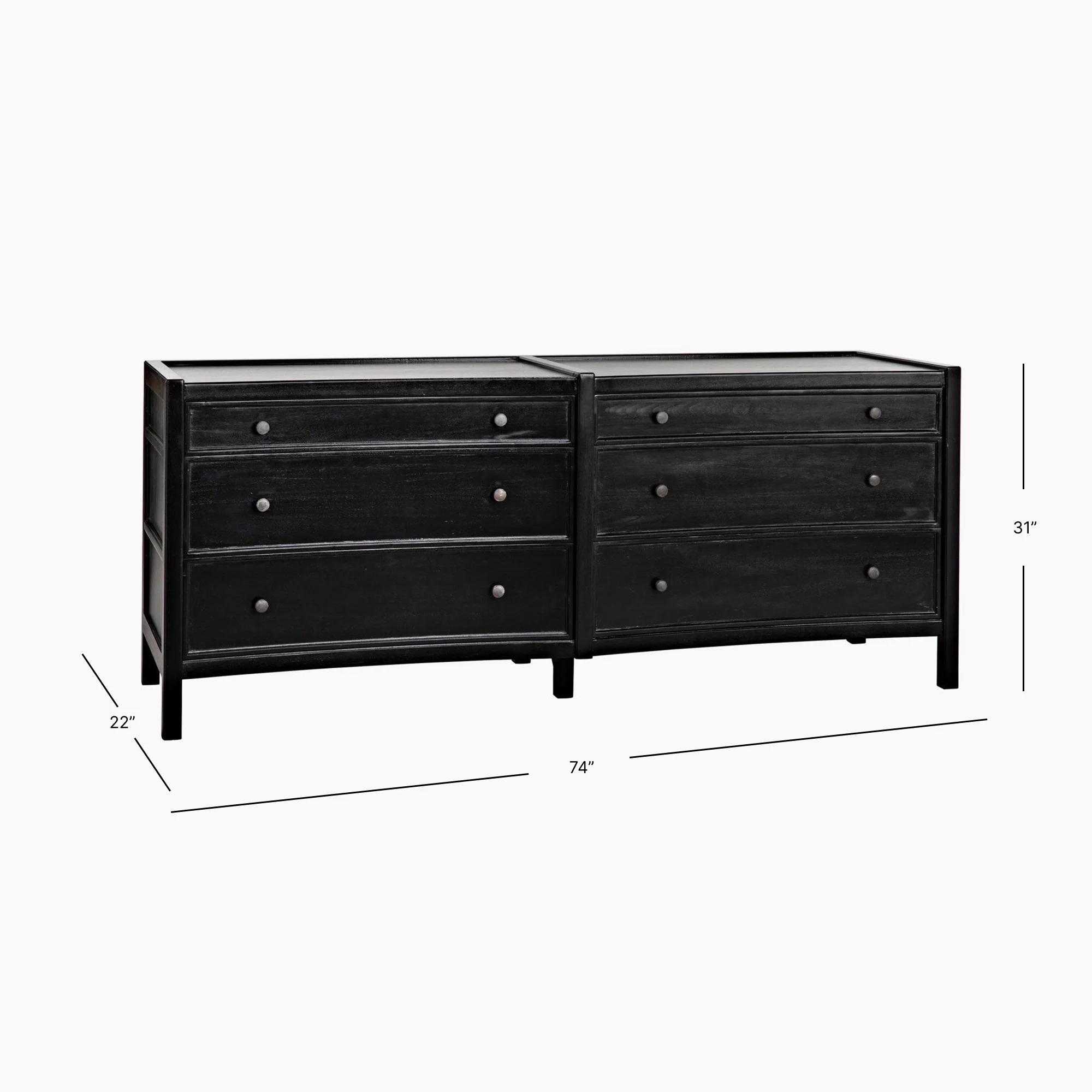 Kamila 6 Drawer Dresser, Hand Rubbed Black - Image 6