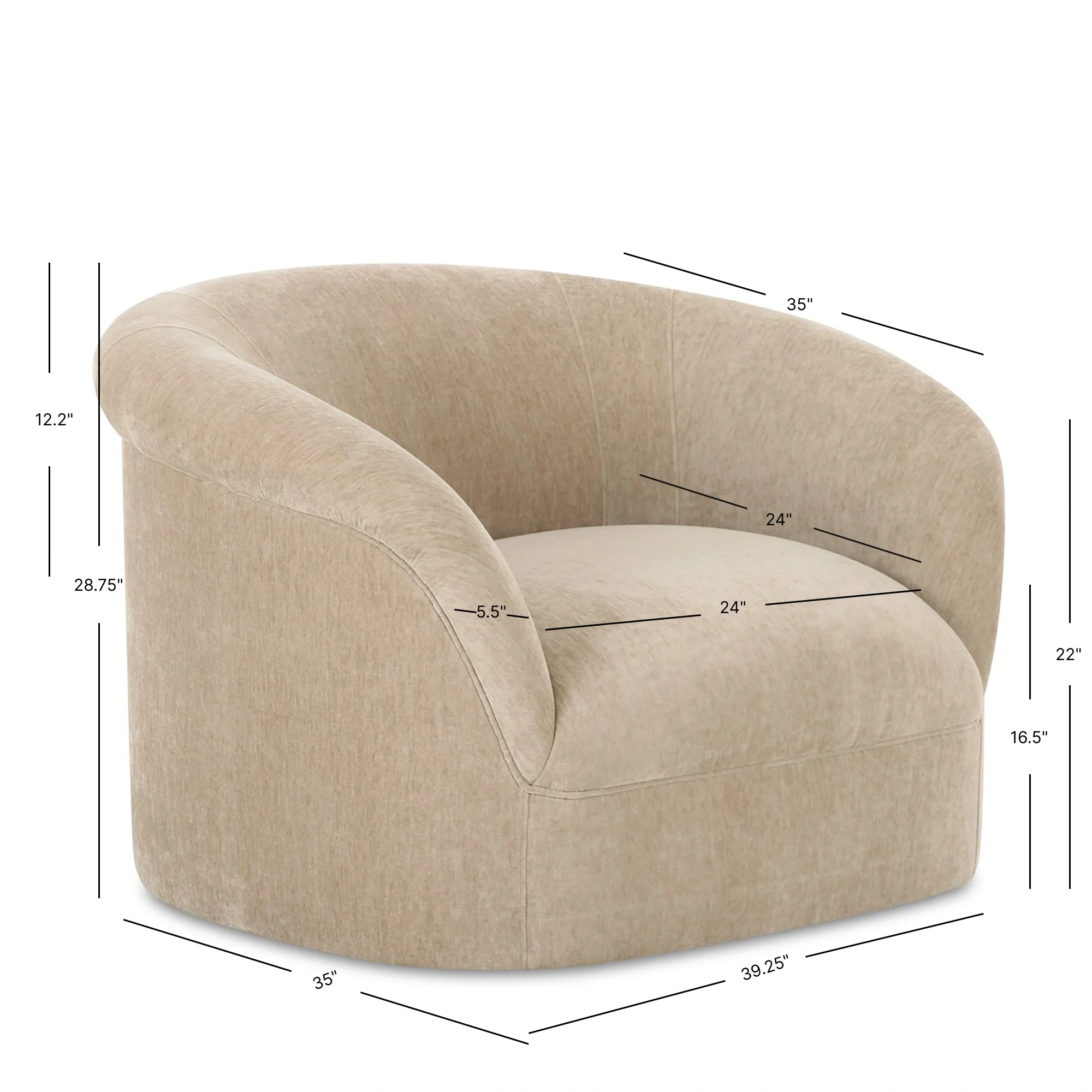 Kira Lounge Chair - Beige - Image 6