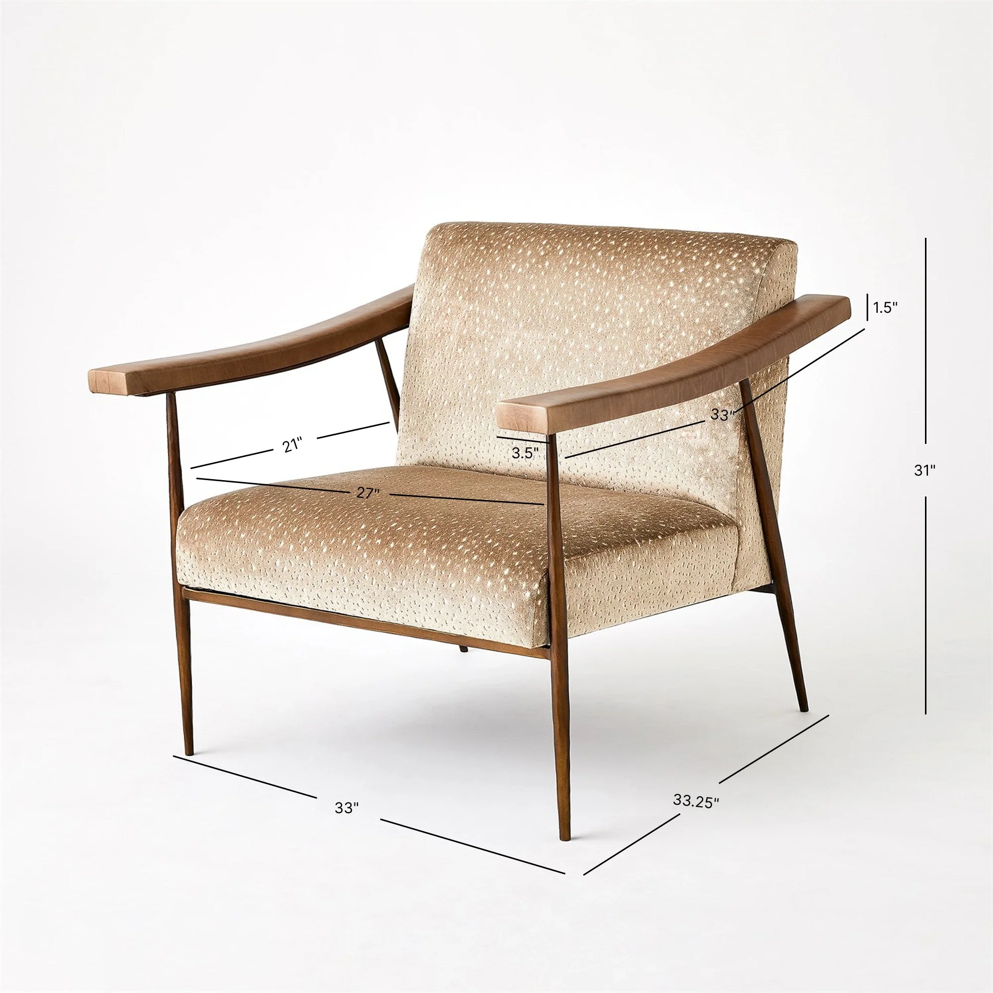 L Brooks Fabric/Leather Chair - Bronze - Image 3