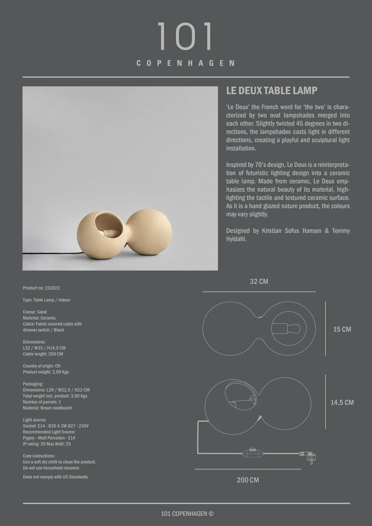Le Deux Table Lamp - Sand - Image 9