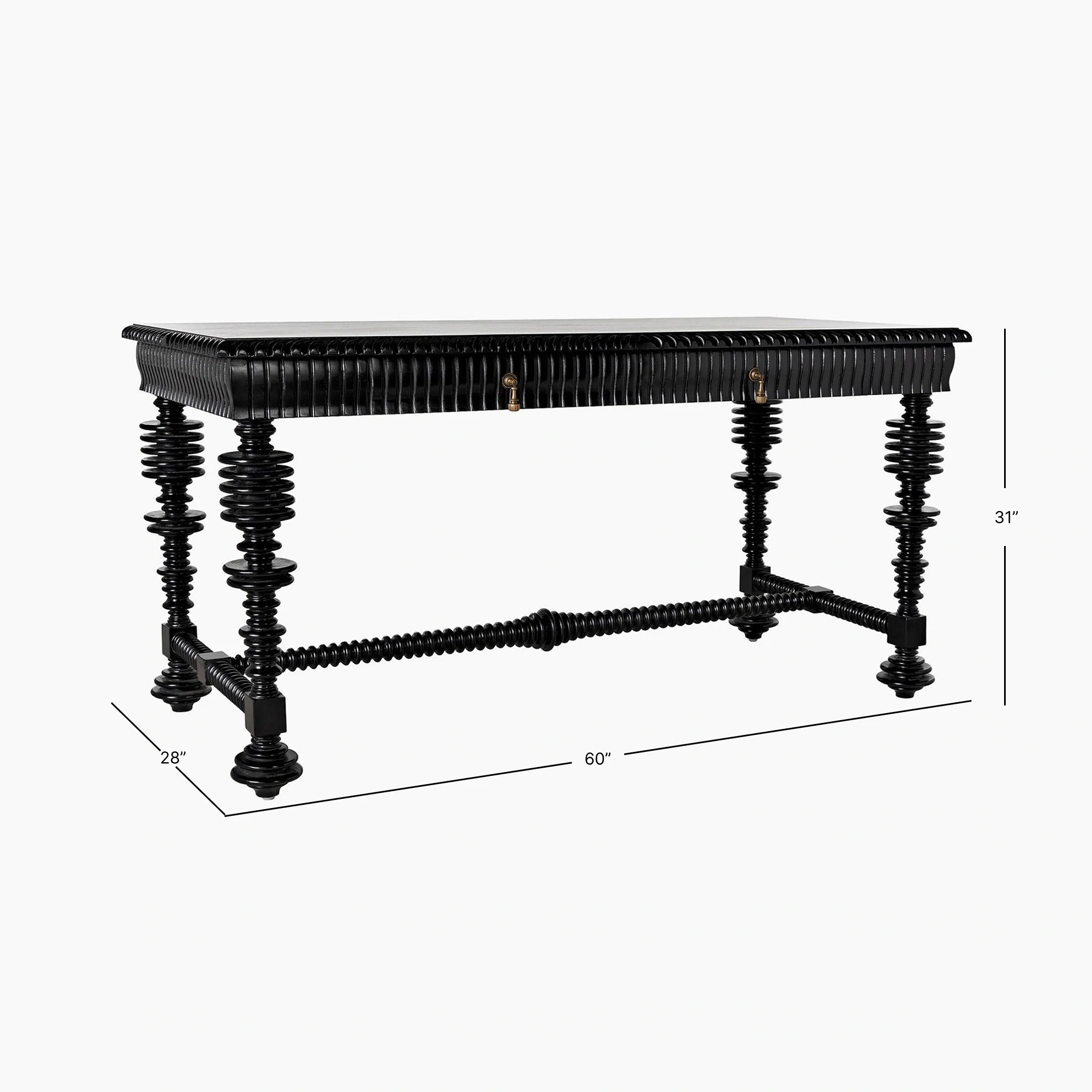 Margot Desk, Small (60"), Hand Rubbed Black - Image 11