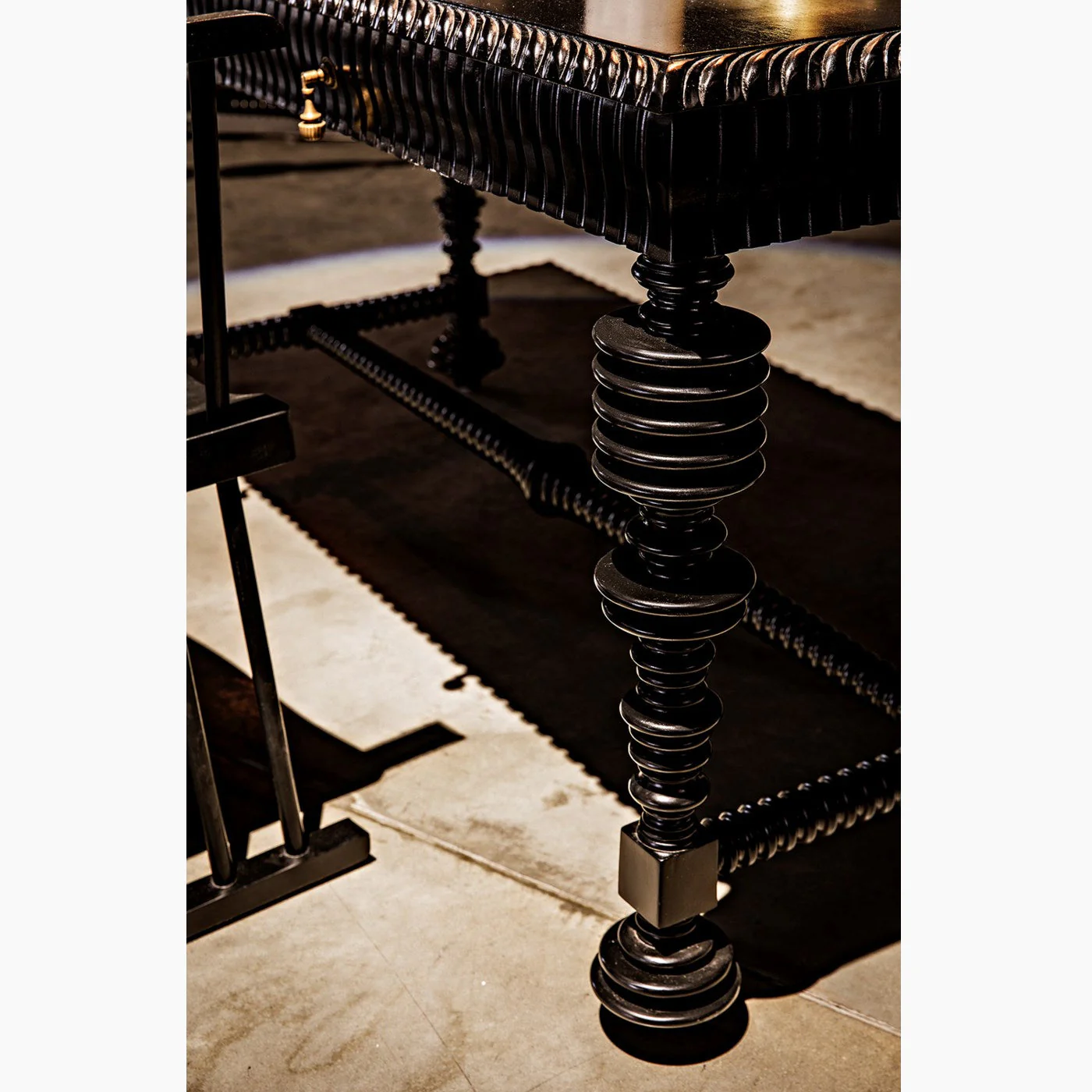 Margot Desk, Small (60"), Hand Rubbed Black - Image 9