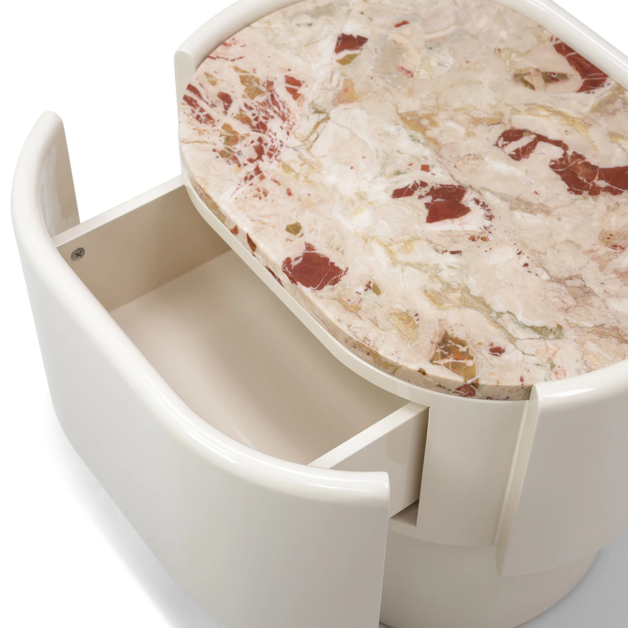 Maris End Table - Ecru White / Italian Aurara Marble - Image 3