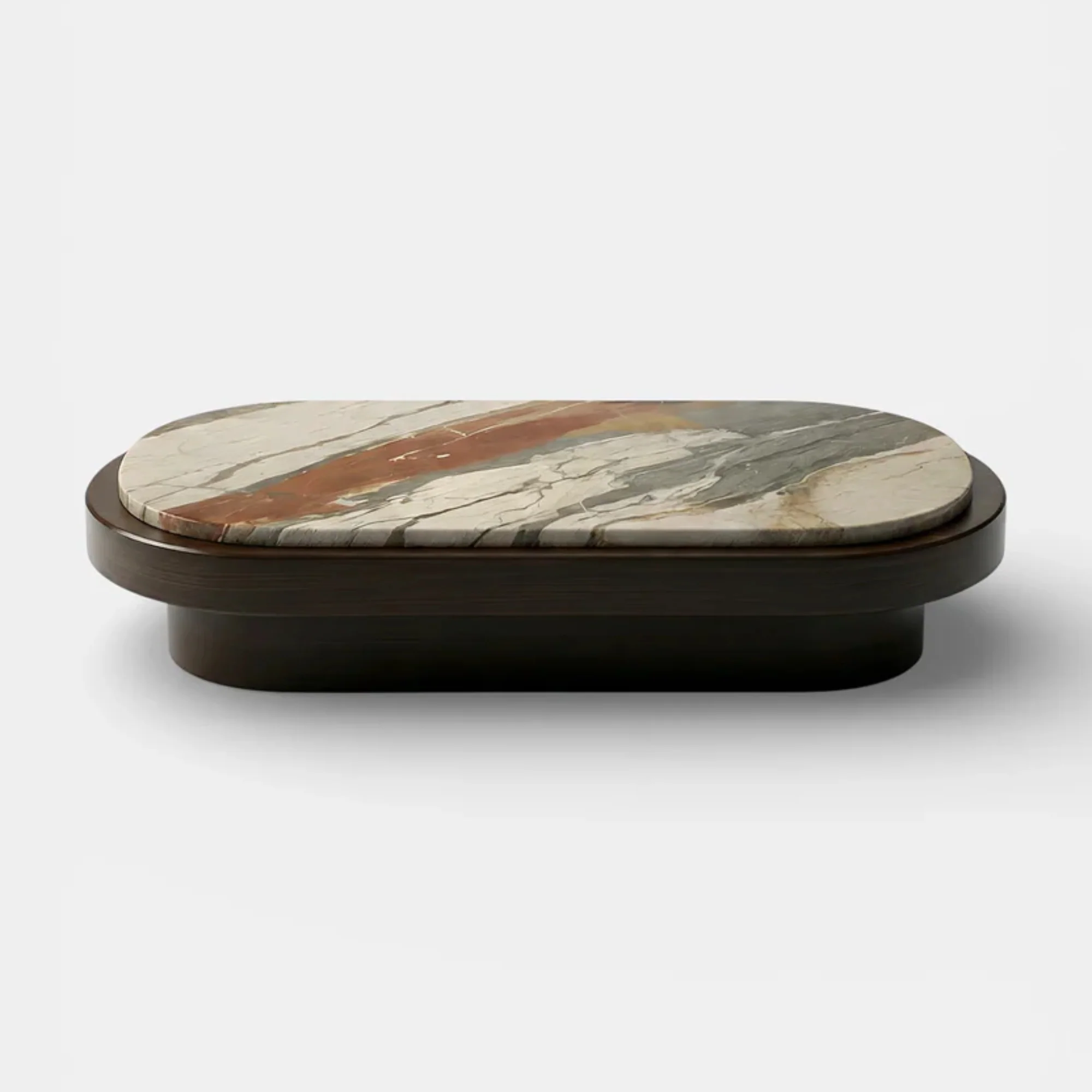 Mirage Breccia Fantastica Marble and Wood Coffee Table - Image 3