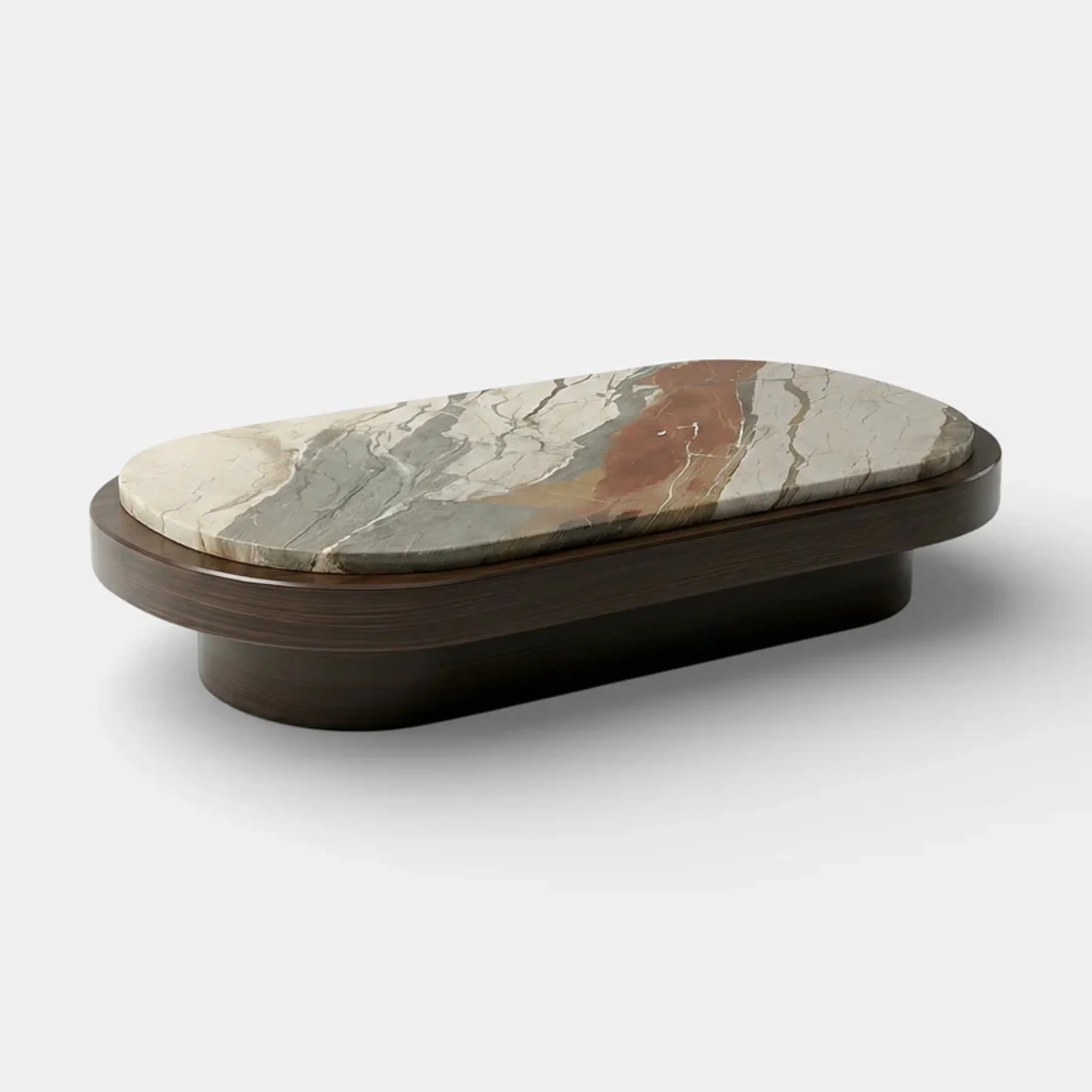 Mirage Breccia Fantastica Marble and Wood Coffee Table - Image 4