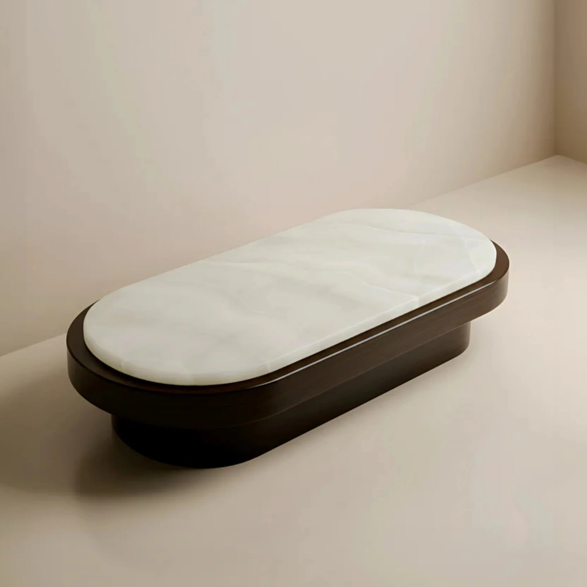 Mirage White Onyx and Wood Coffee Table - Image 2