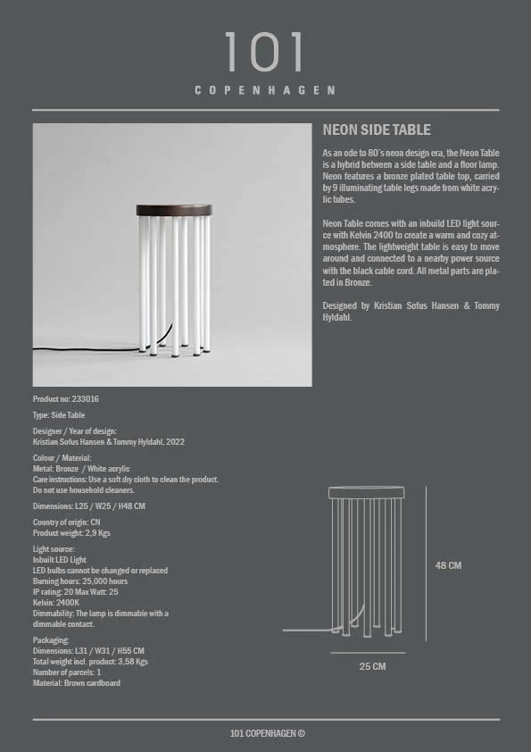 Neon Side Table, Bronze - Image 8