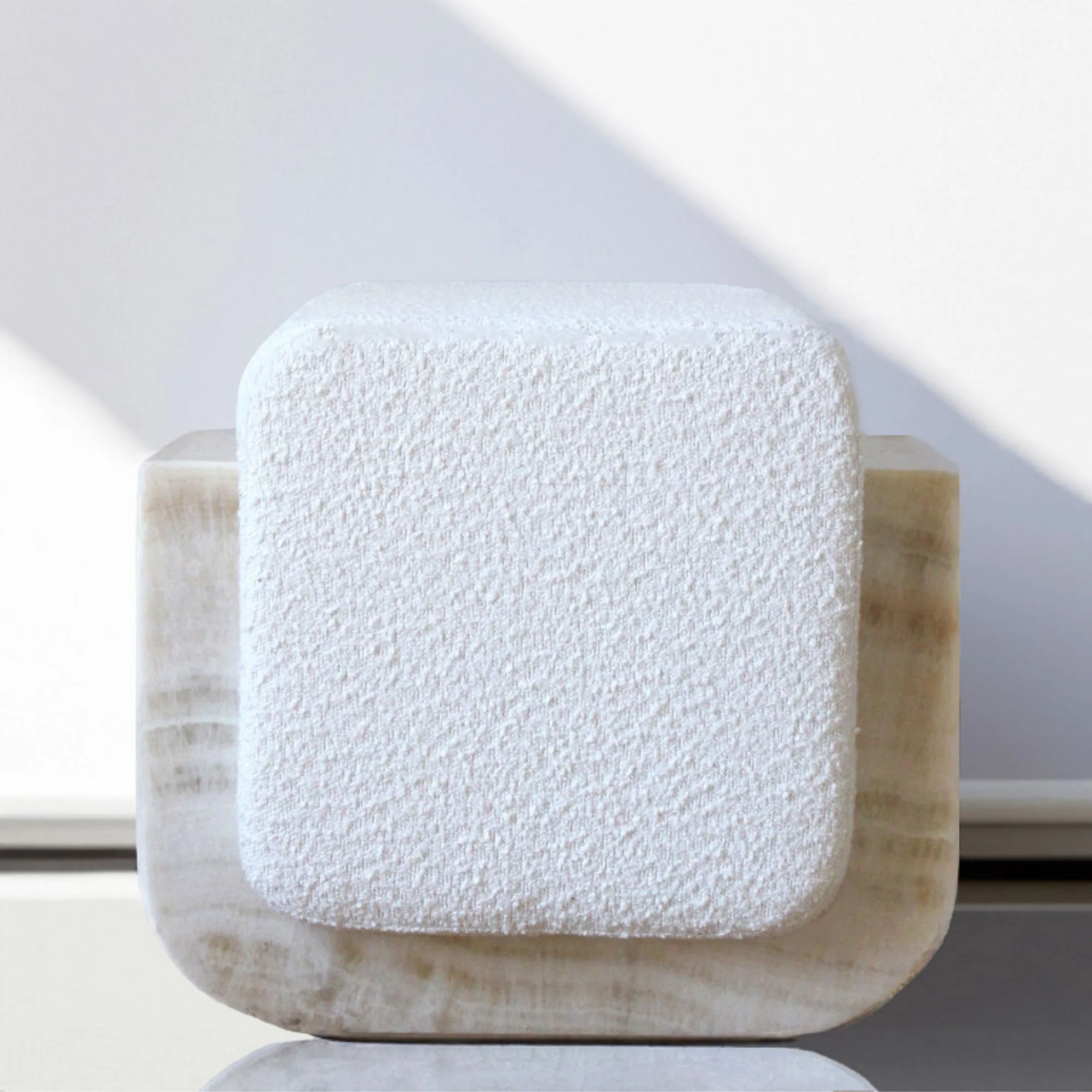 Oggi Ivory Onyx Boucle Stool - Image 2