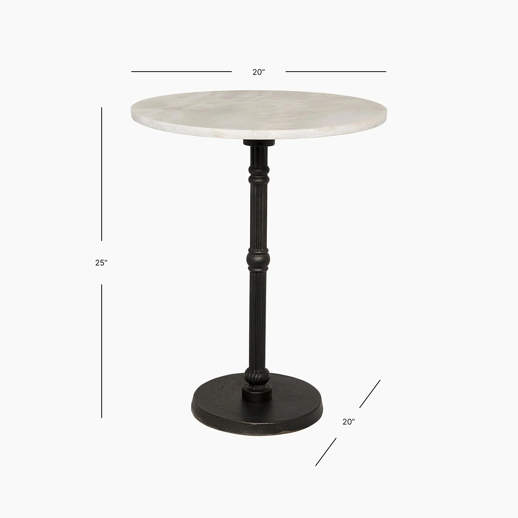 Olivia Side Table, Black Steel with White Marble - Image 5