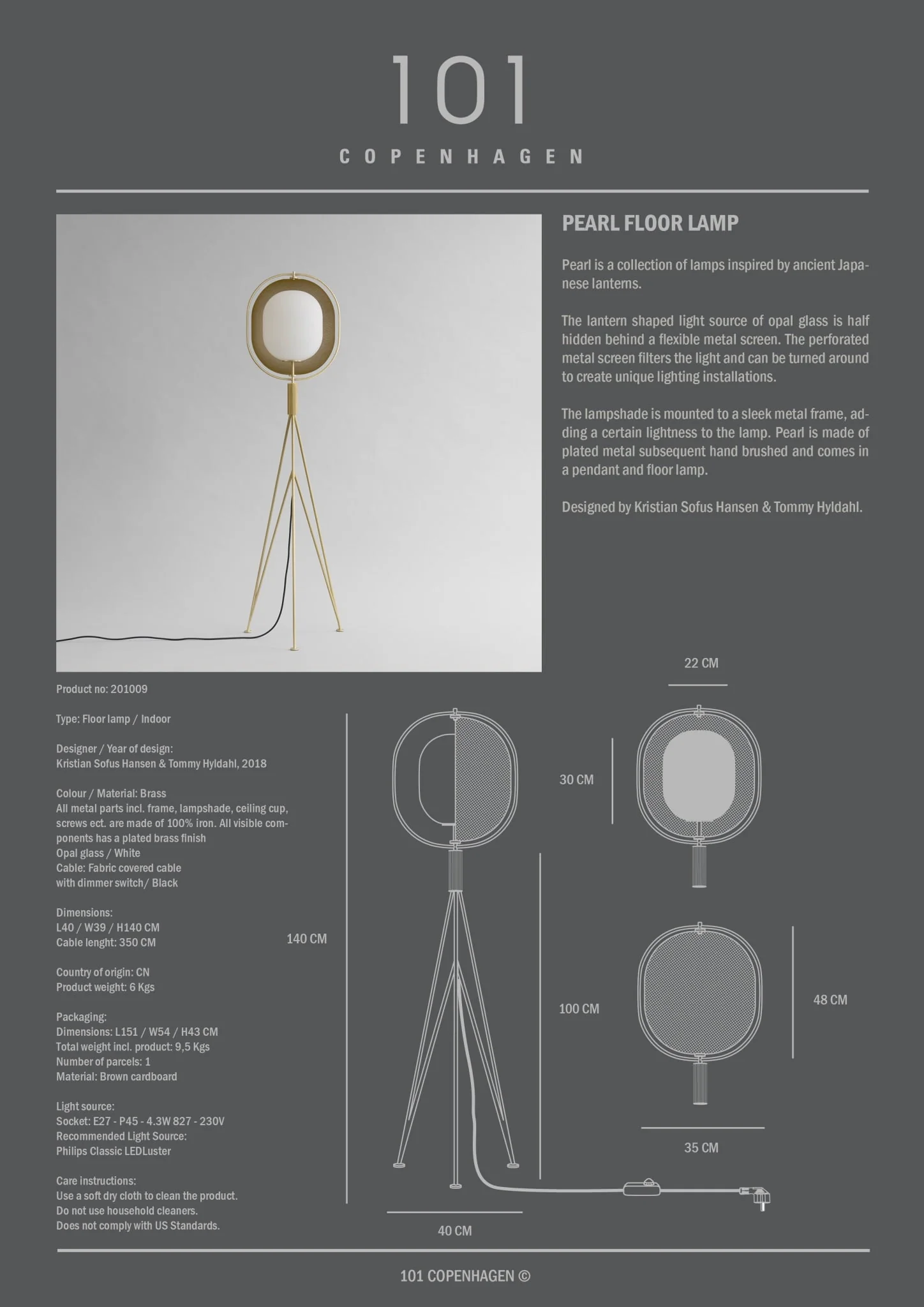 Pearl Floor Lamp - Brass - Image 6