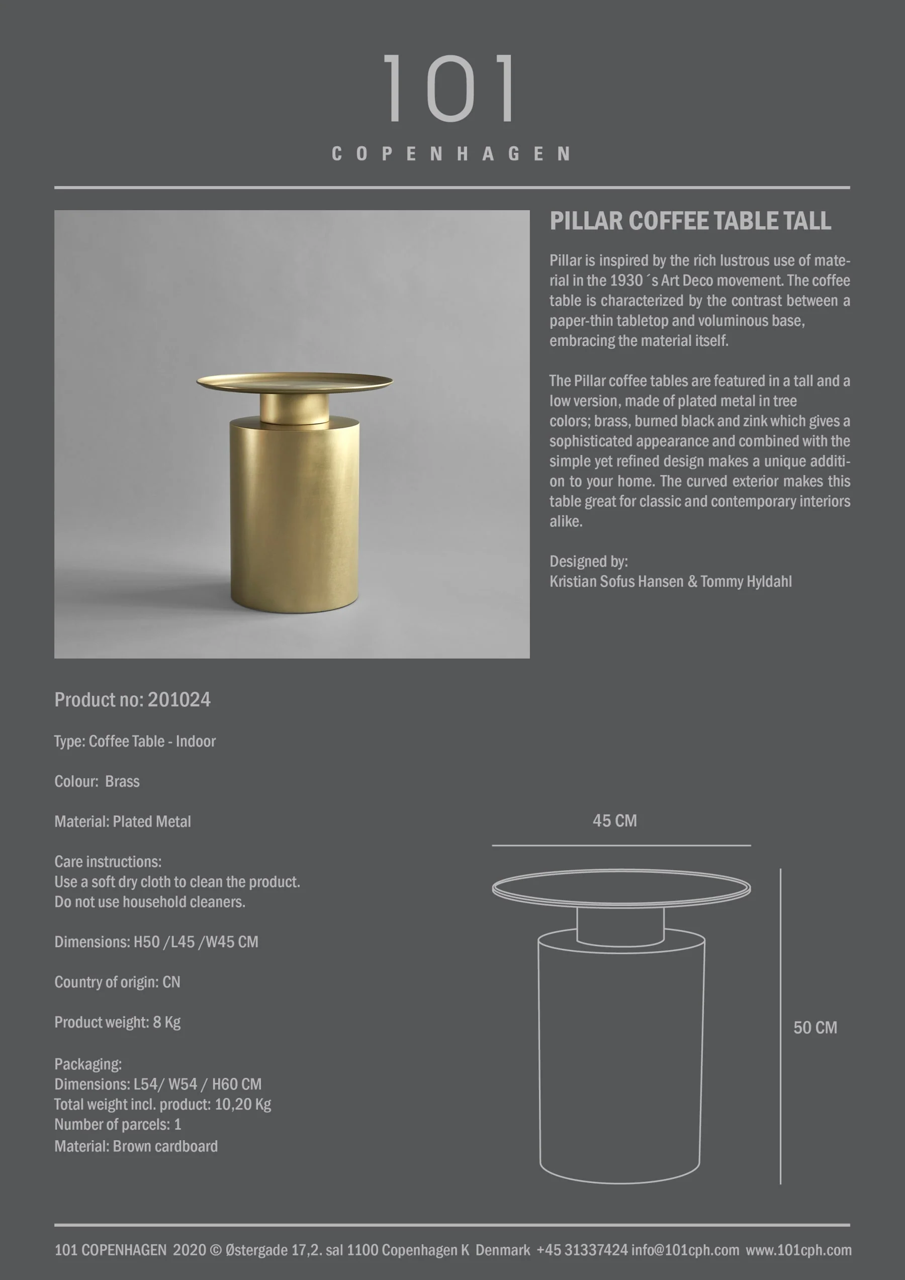 Pillar Side Table - Tall - Brass Antique - Image 7