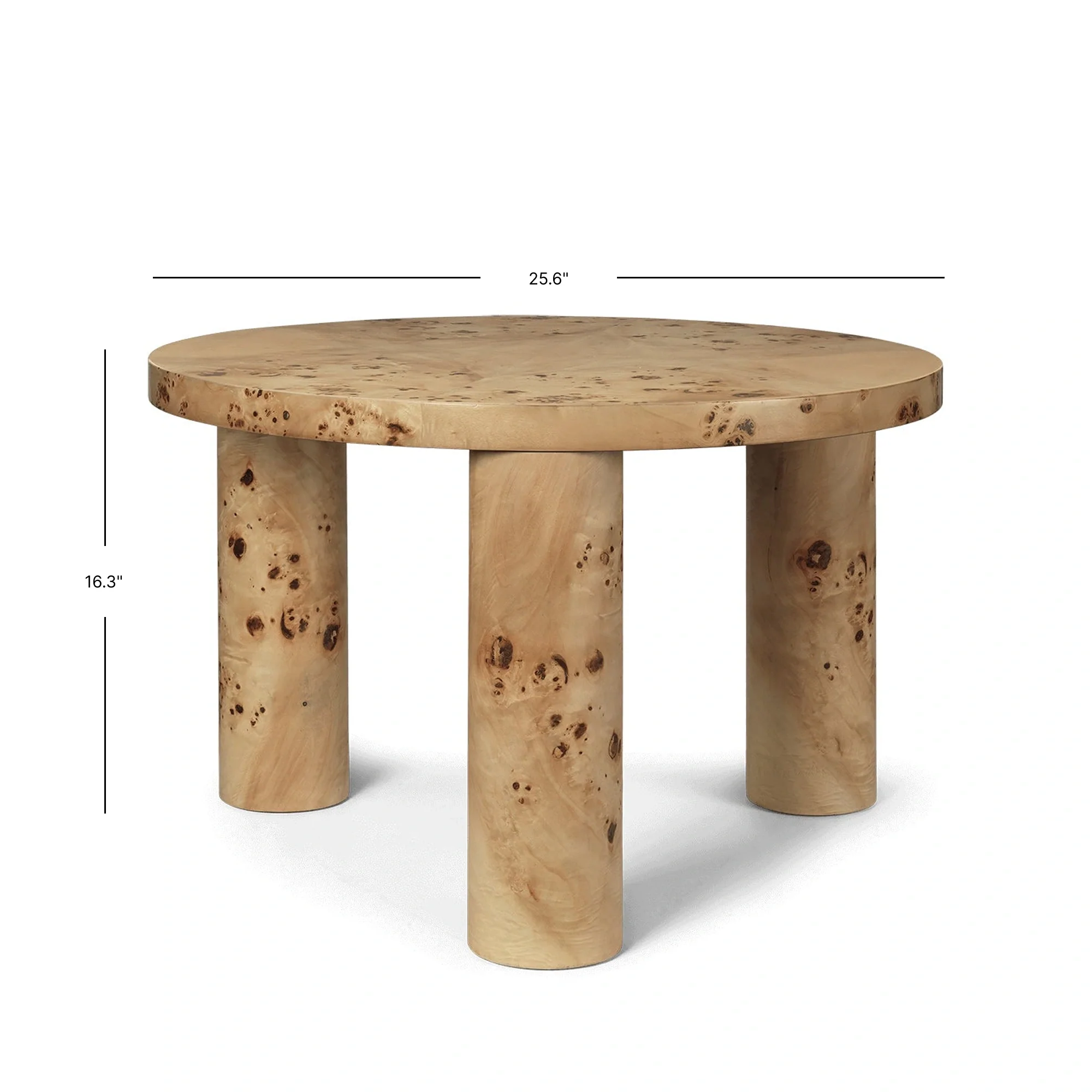 Post Coffee Table - Small - Poplar Burl Veneer - Image 4