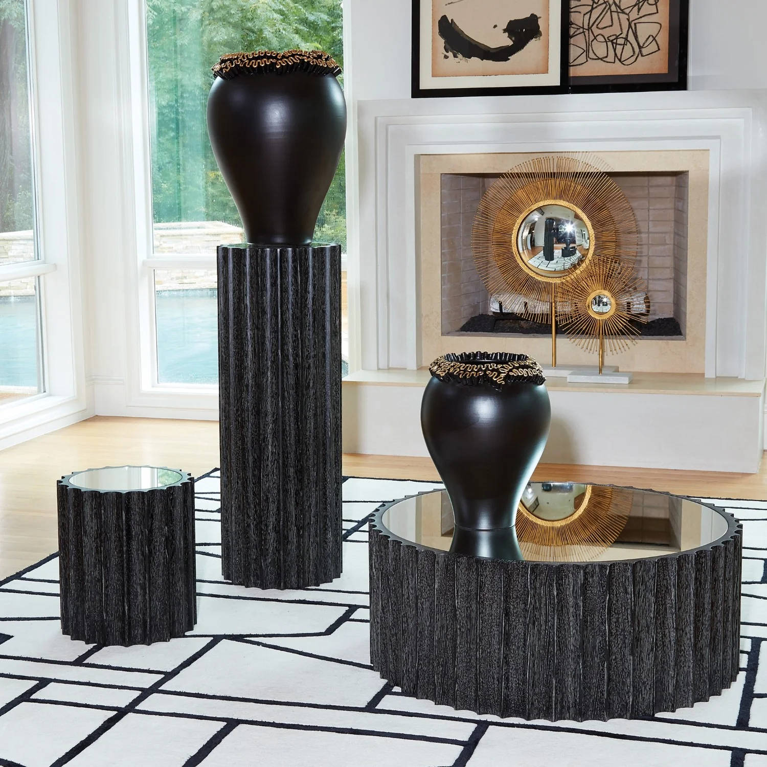 Reflective Column Pedestal-black Cerused Oak - Image 2