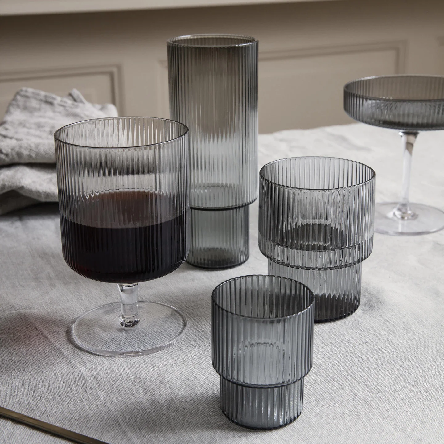 Ripple Glasses - Set of 4 - Smoked Grey - Image 2