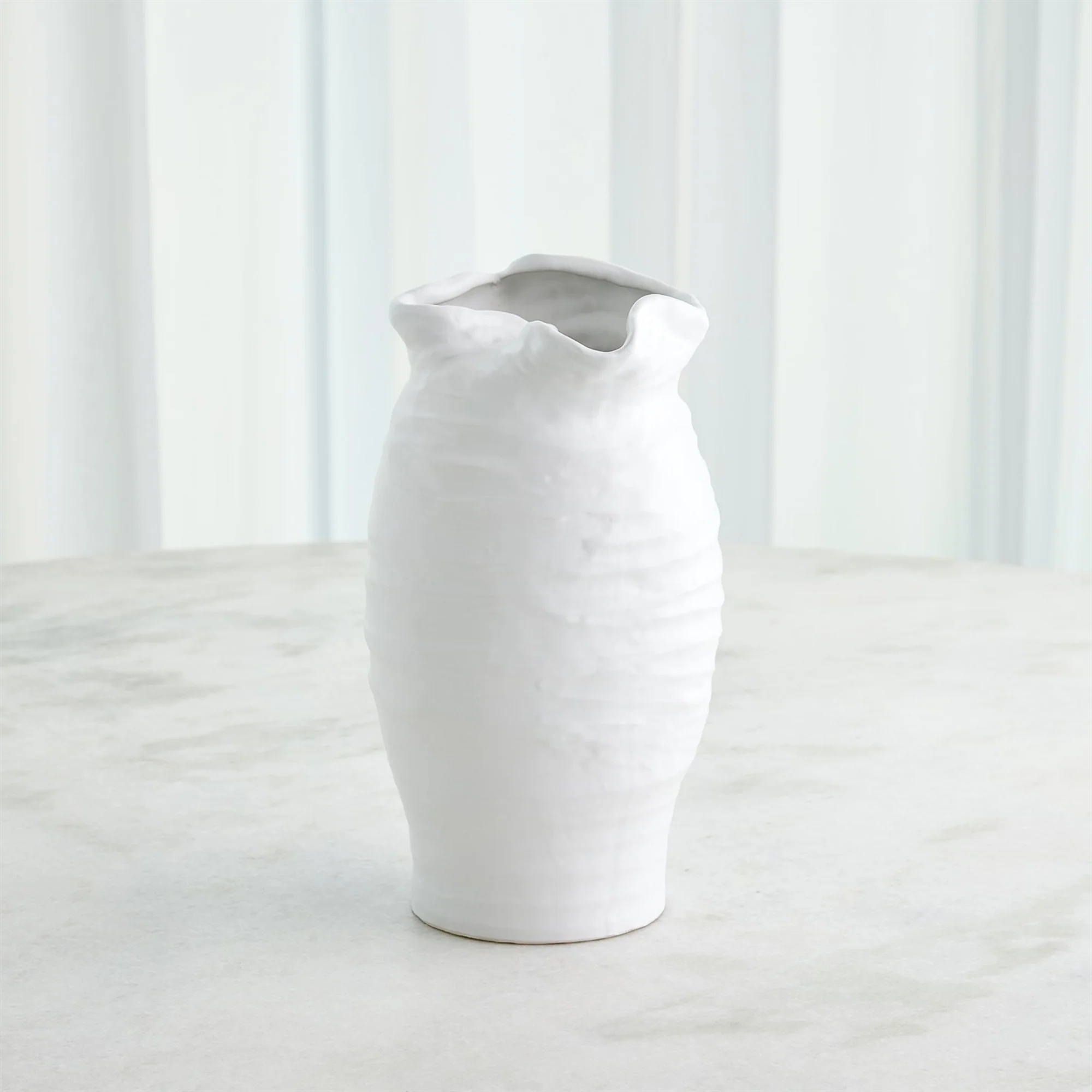 Ruffled Top Vase - White - Image 2