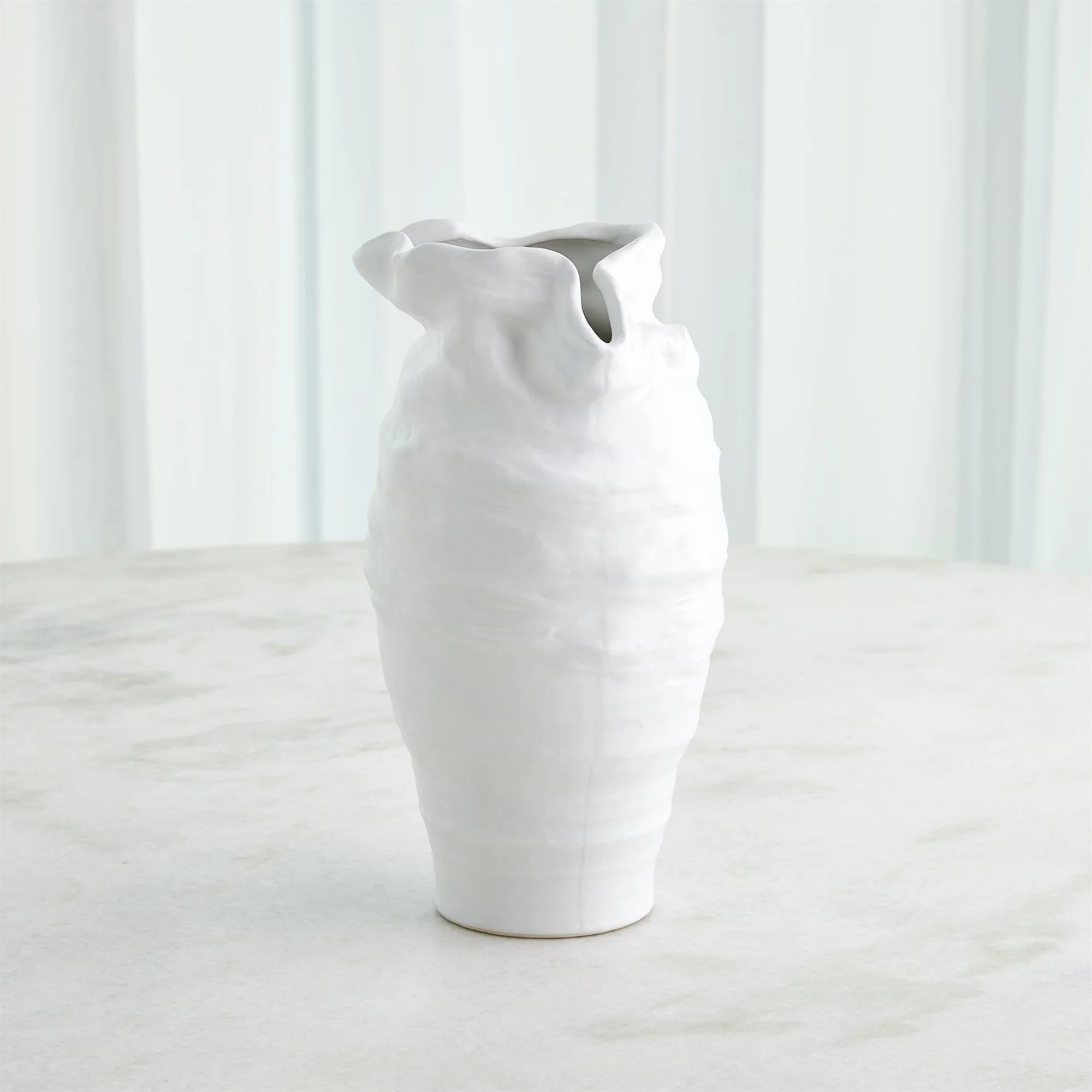 Ruffled Top Vase - White - Image 3